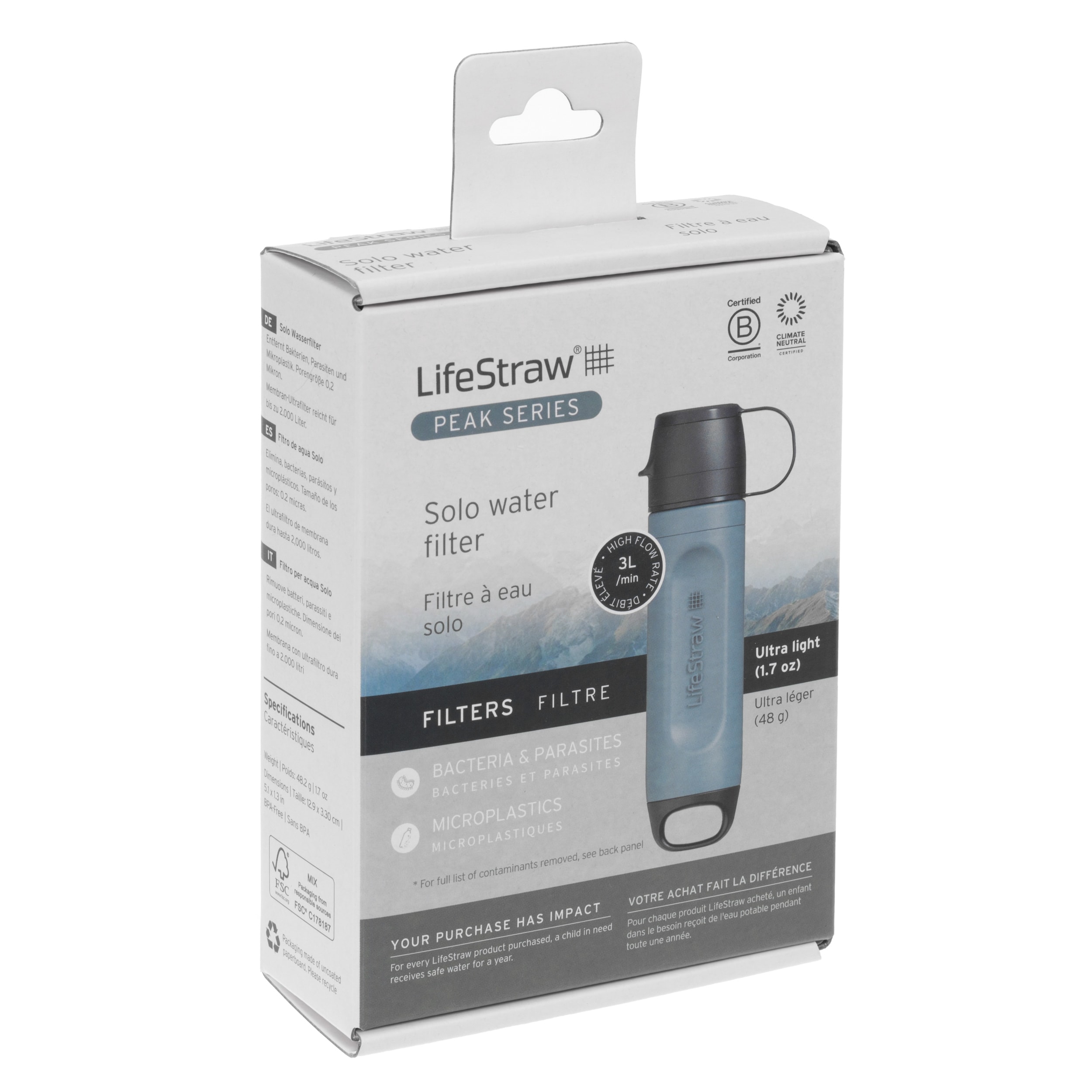Filtr do wody LifeStraw Peak Solo - Mountain Blue
