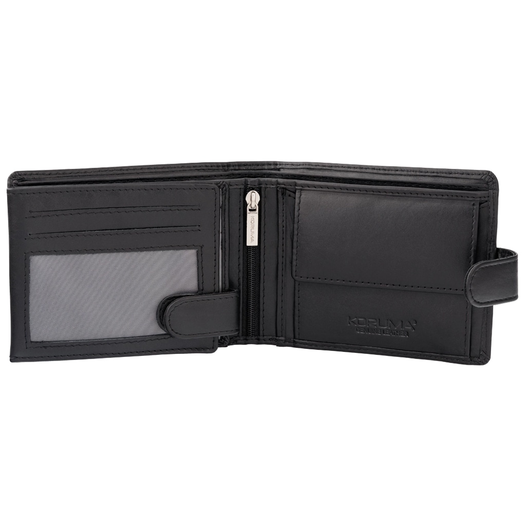 Portfel Koruma Smart RFID Block na karty i monety - czarny zapinany