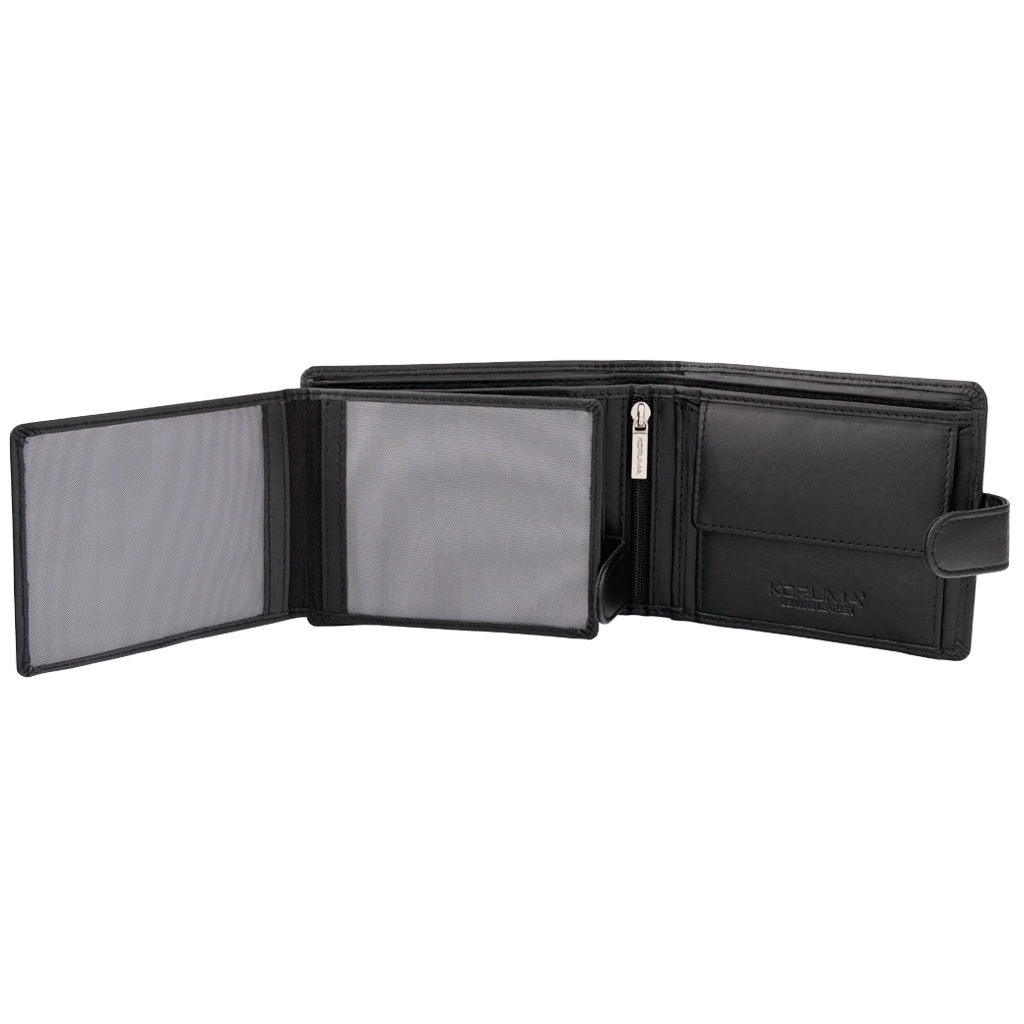 Portfel Koruma Smart RFID Block na karty i monety - czarny zapinany