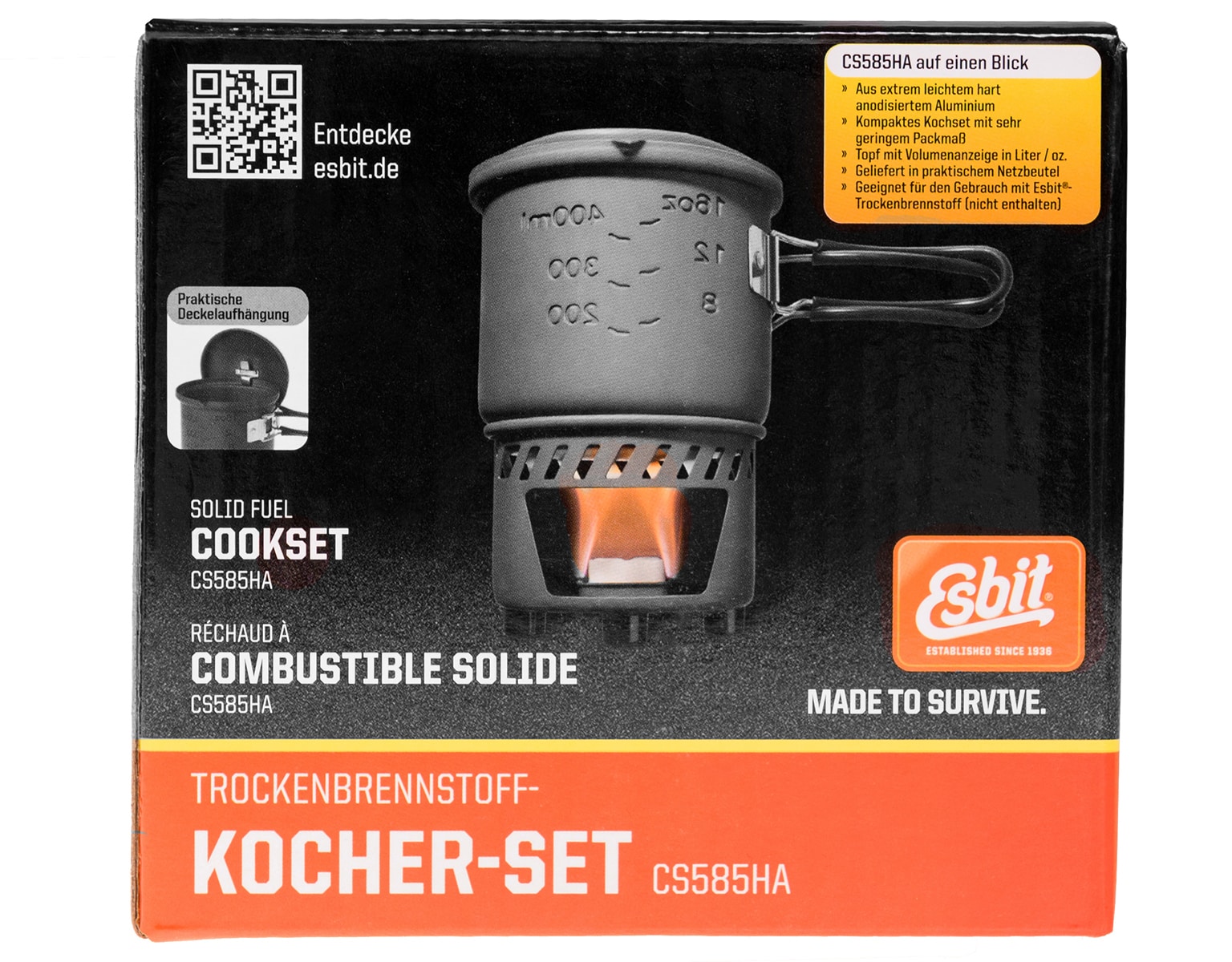 Kuchenka turystyczna Esbit z garnkiem Cookset 585 ml