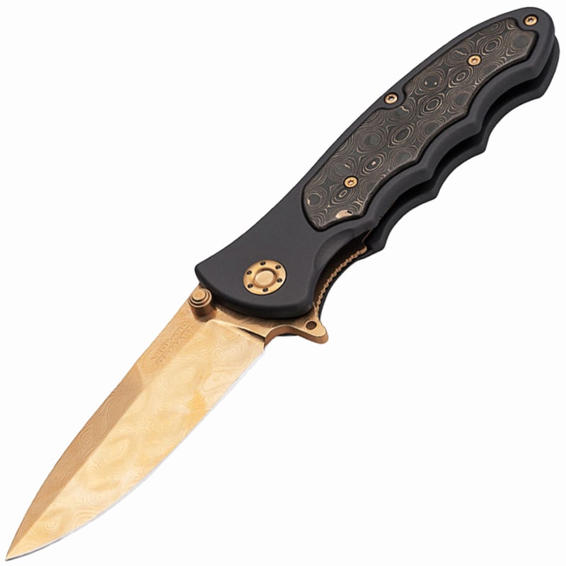 Nóż składany Boker Leopard-Damast III Gold
