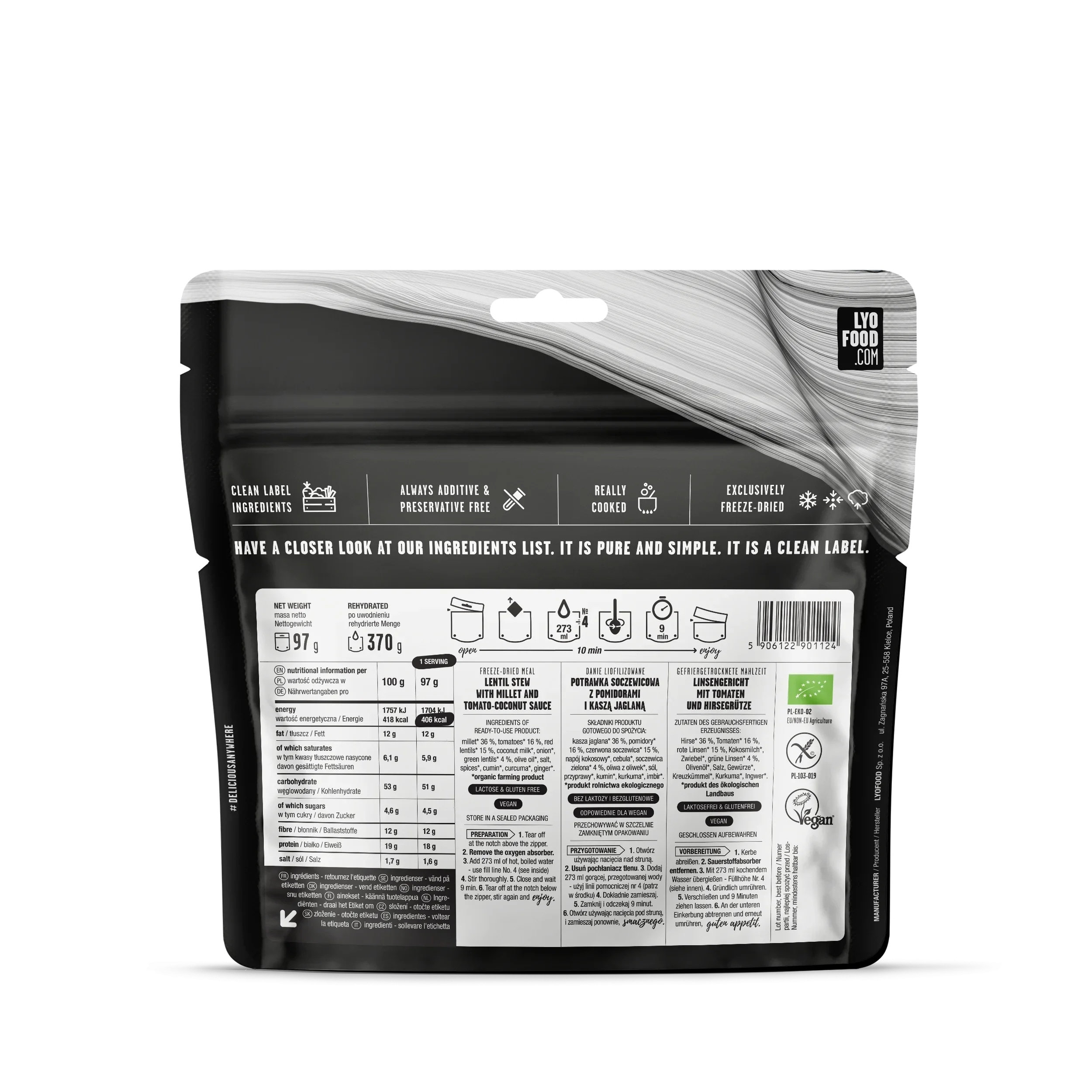 Сублімовані продукти LYOFOOD 14-денний продуктовий пакет - вегетаріанський