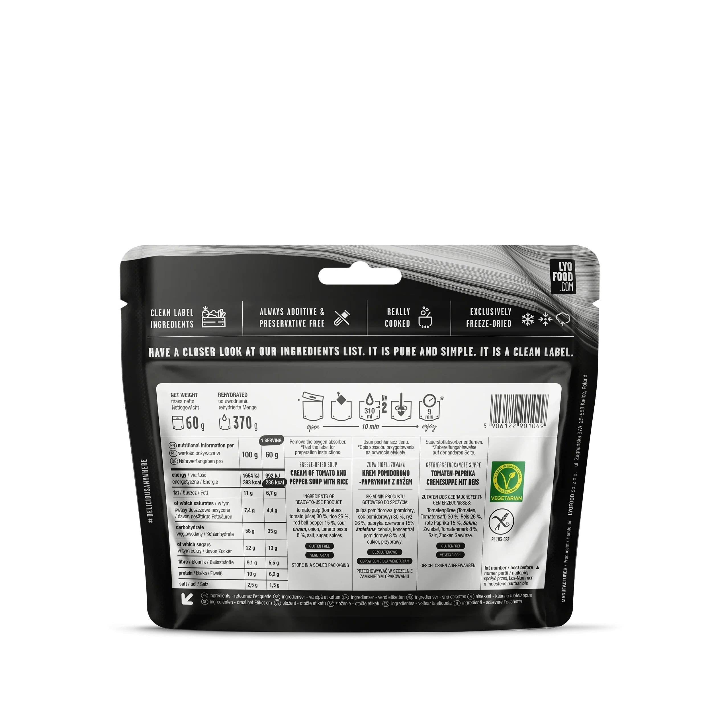 Сублімовані продукти LYOFOOD 14-денний продуктовий пакет - вегетаріанський