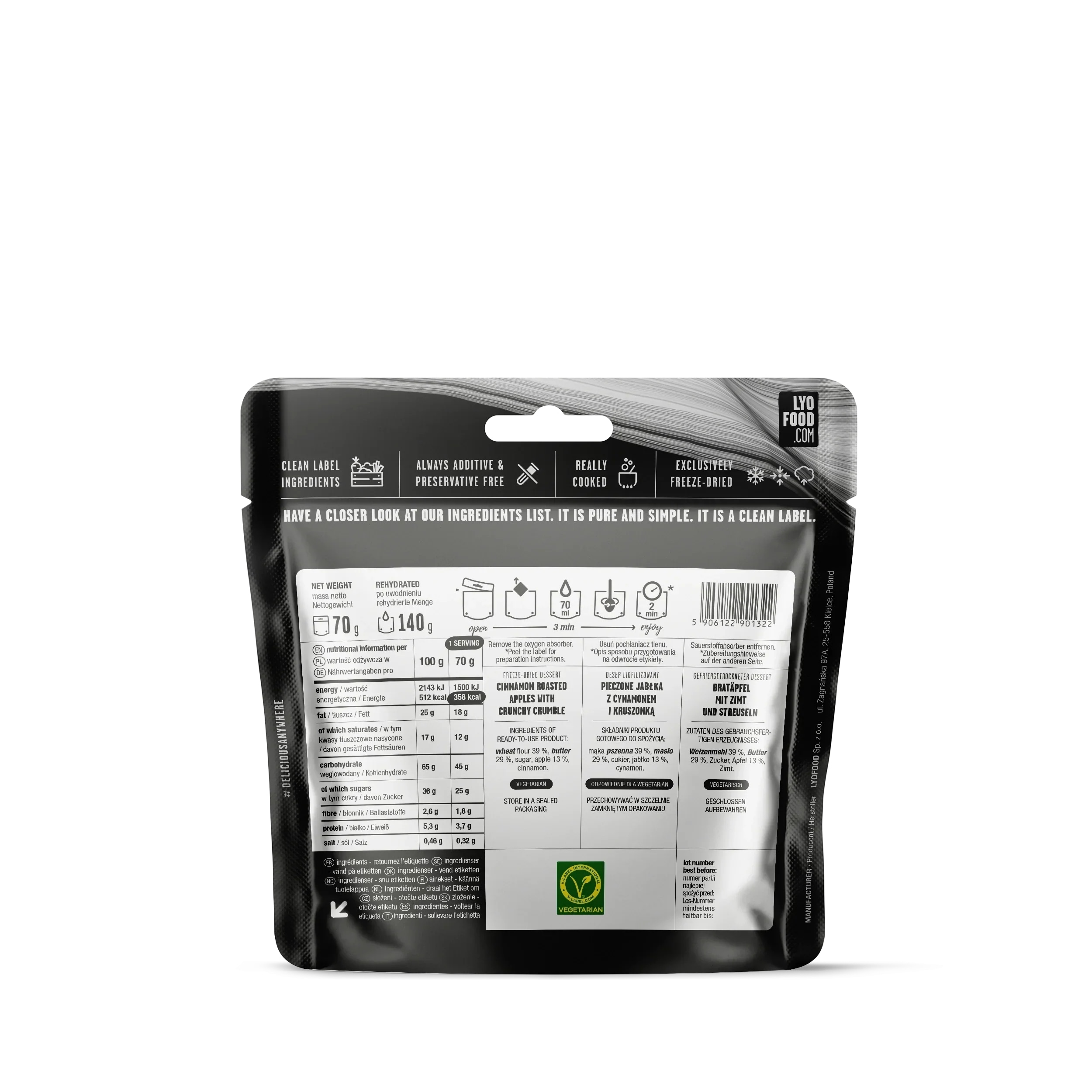 Сублімовані продукти LYOFOOD 14-денний продуктовий пакет - вегетаріанський