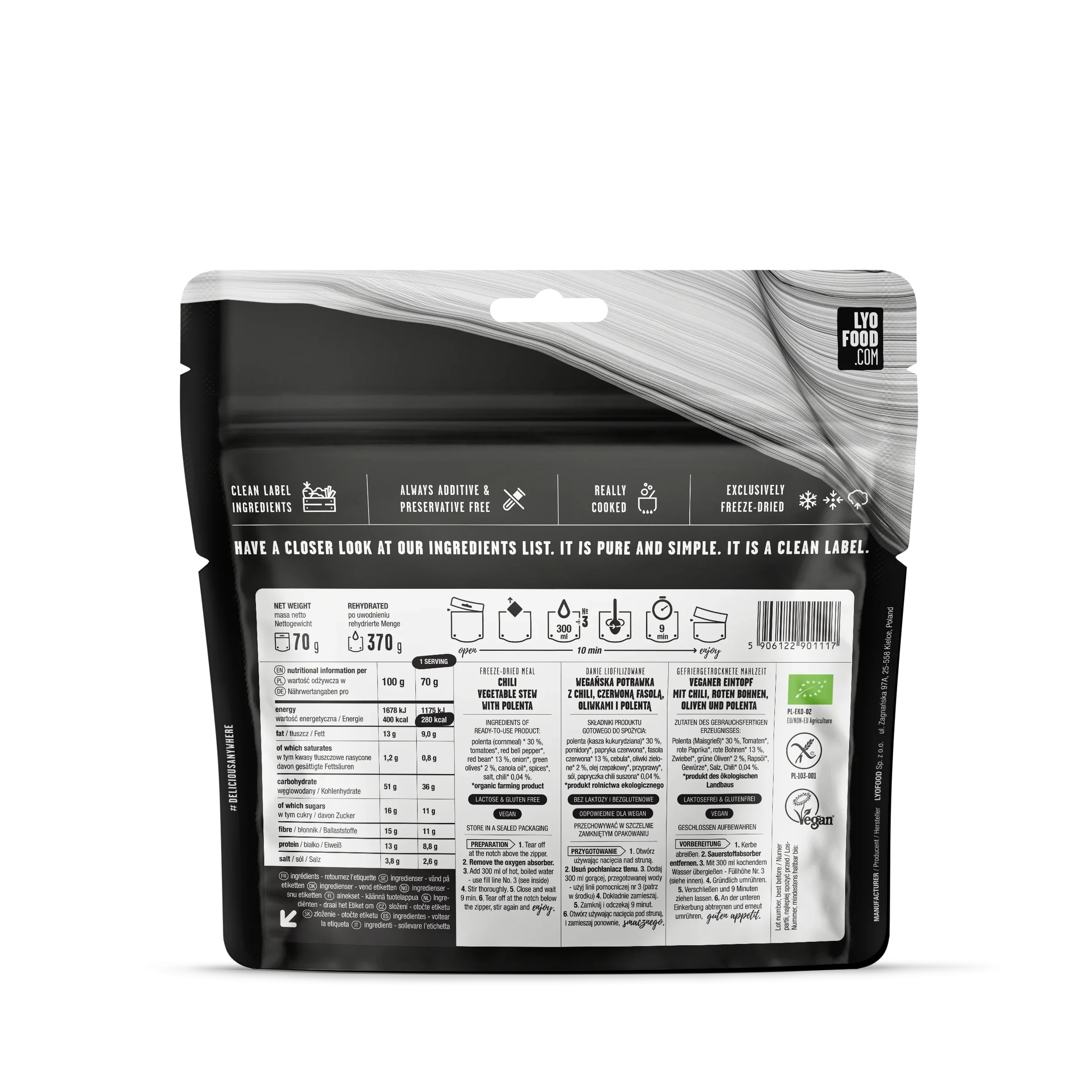 Сублімовані продукти LYOFOOD 14-денний продуктовий пакет - вегетаріанський