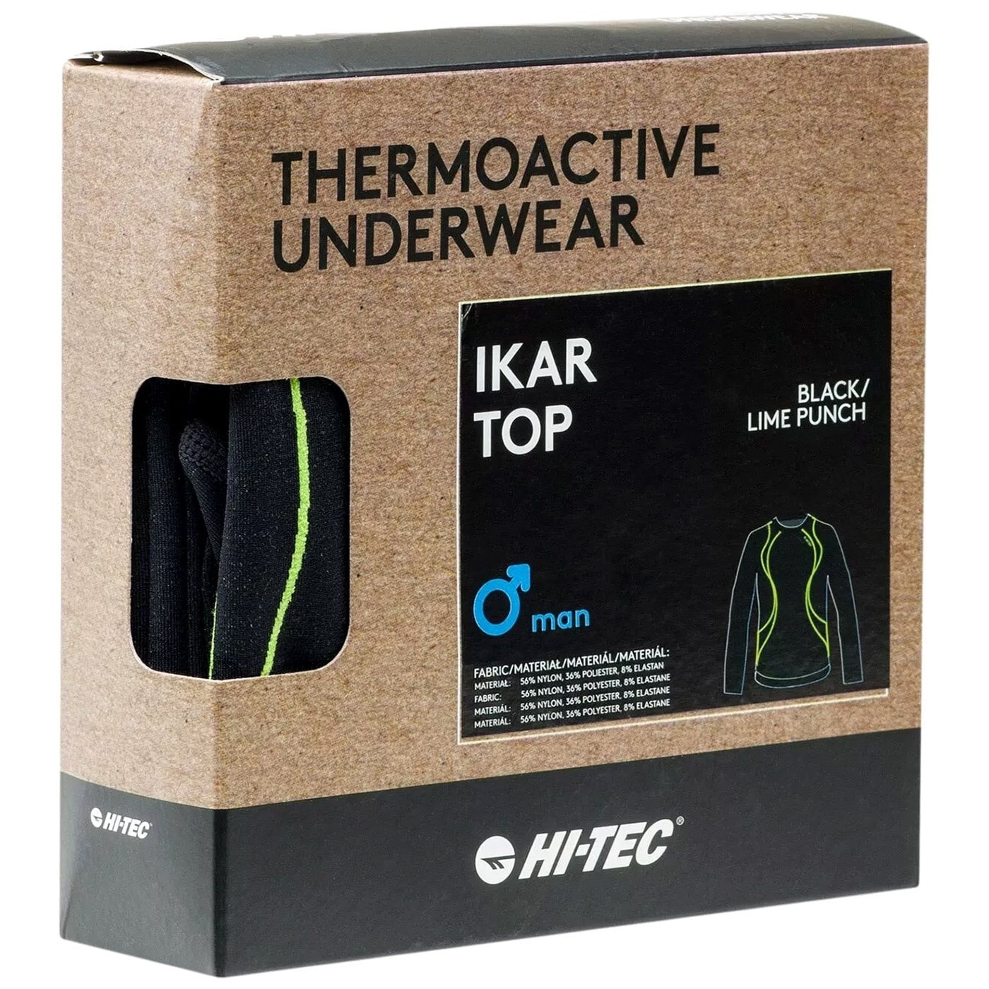 Термоактивна футболка Hi-Tec Ikar Top Long Sleeve - Black/Lime Punch