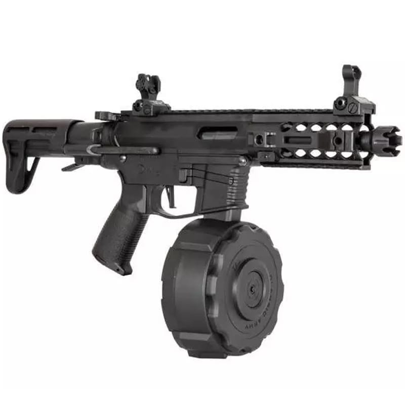 Pistolet maszynowy AEG Classic Army PX9 z magazynkiem bębnowym - Black