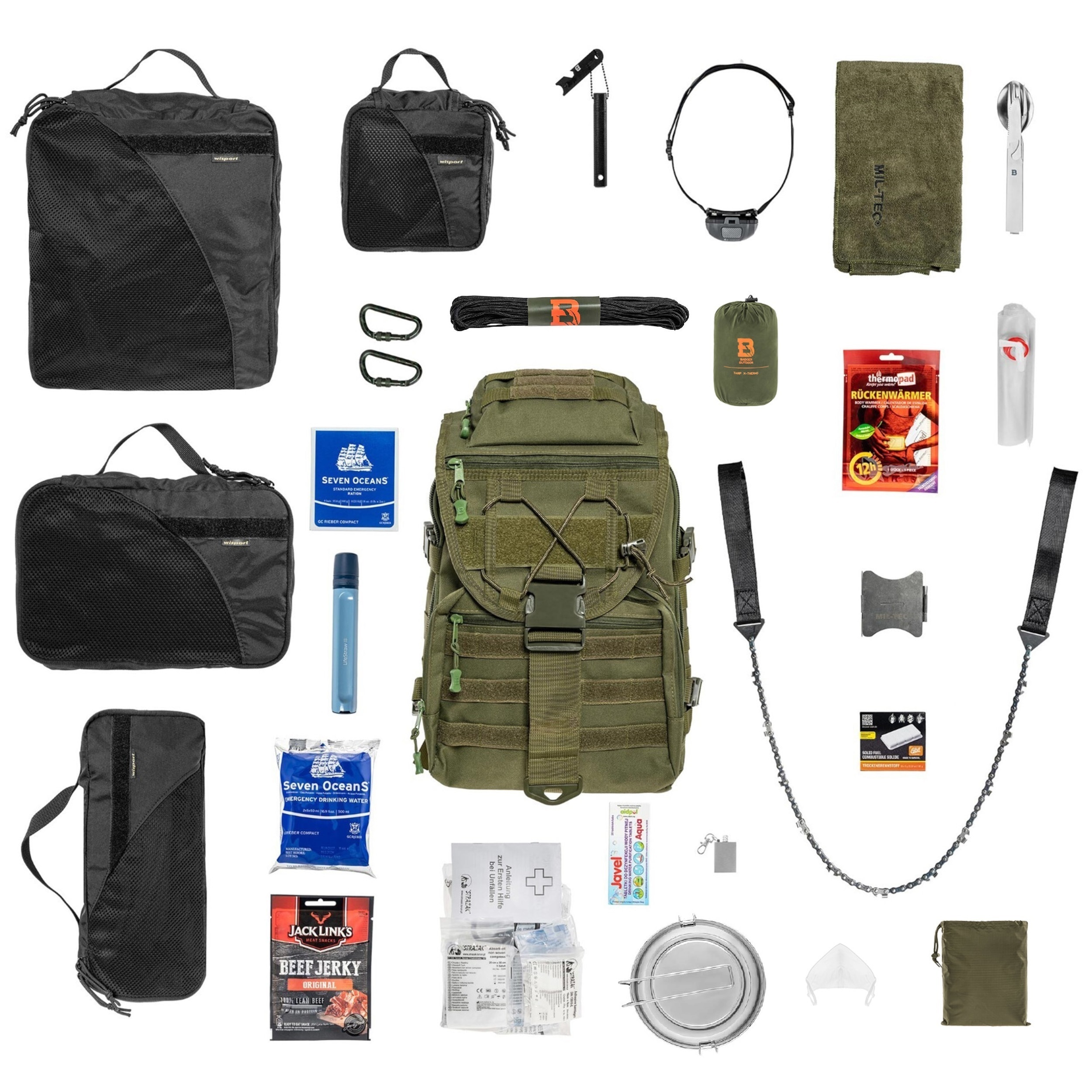 Евакуаційний рюкзак Badger Outdoor Sarge 30 л Olive - зі спорядженням
