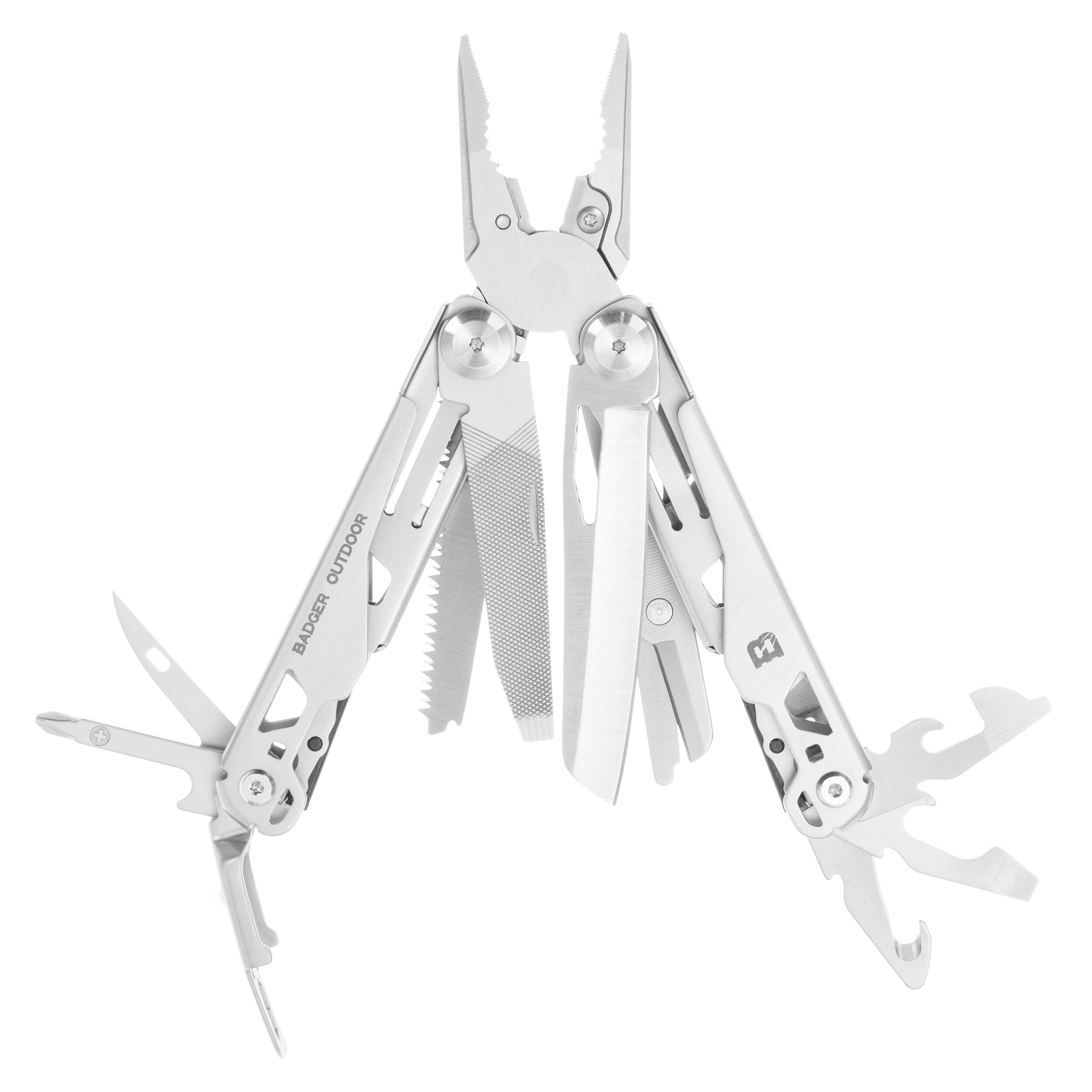 Multitool Badger Outdoor Solid + latarka czołowa XRG Multi H-X8 - zestaw
