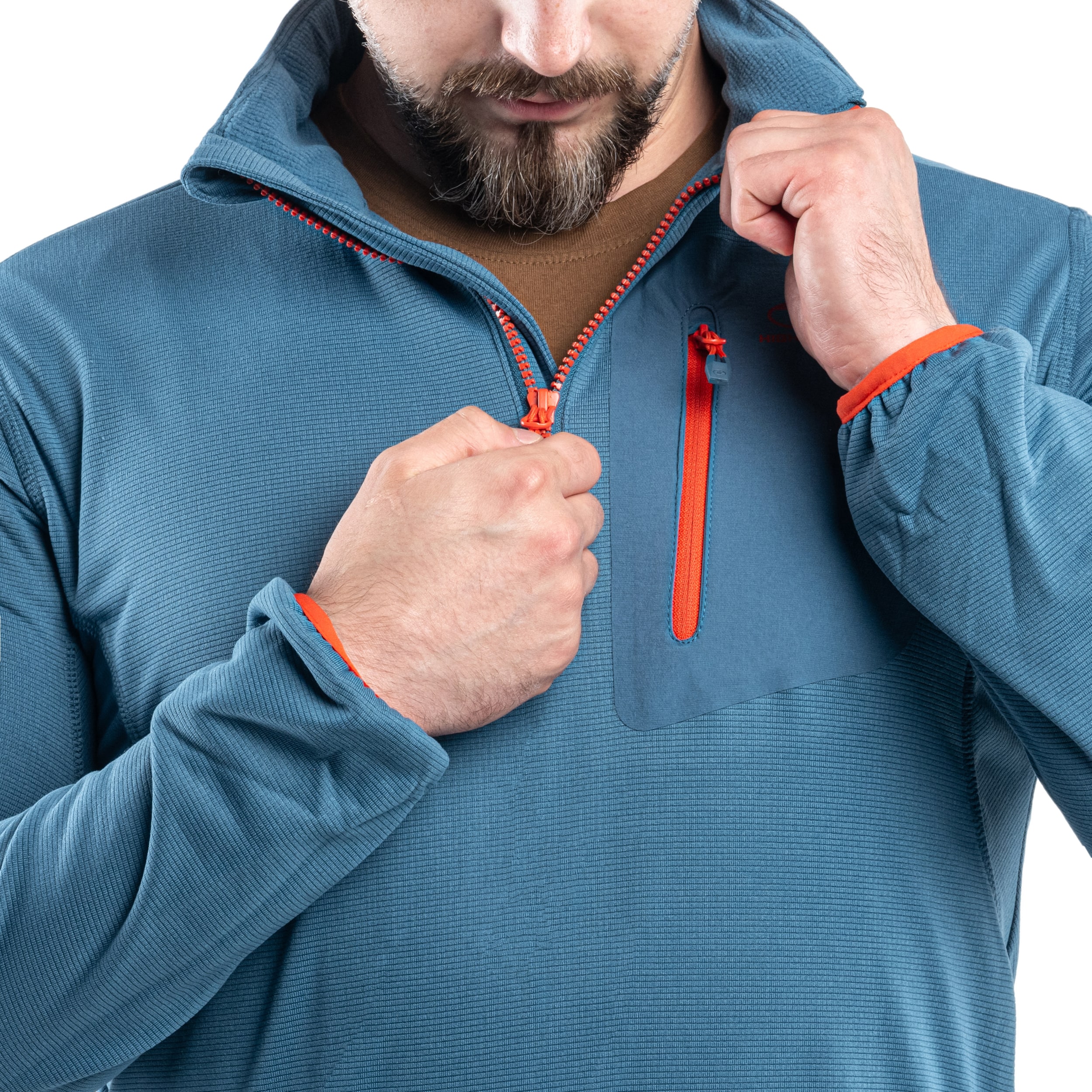 Polar Highlander Outdoor Hirta Grid Fleece - Steel Blue