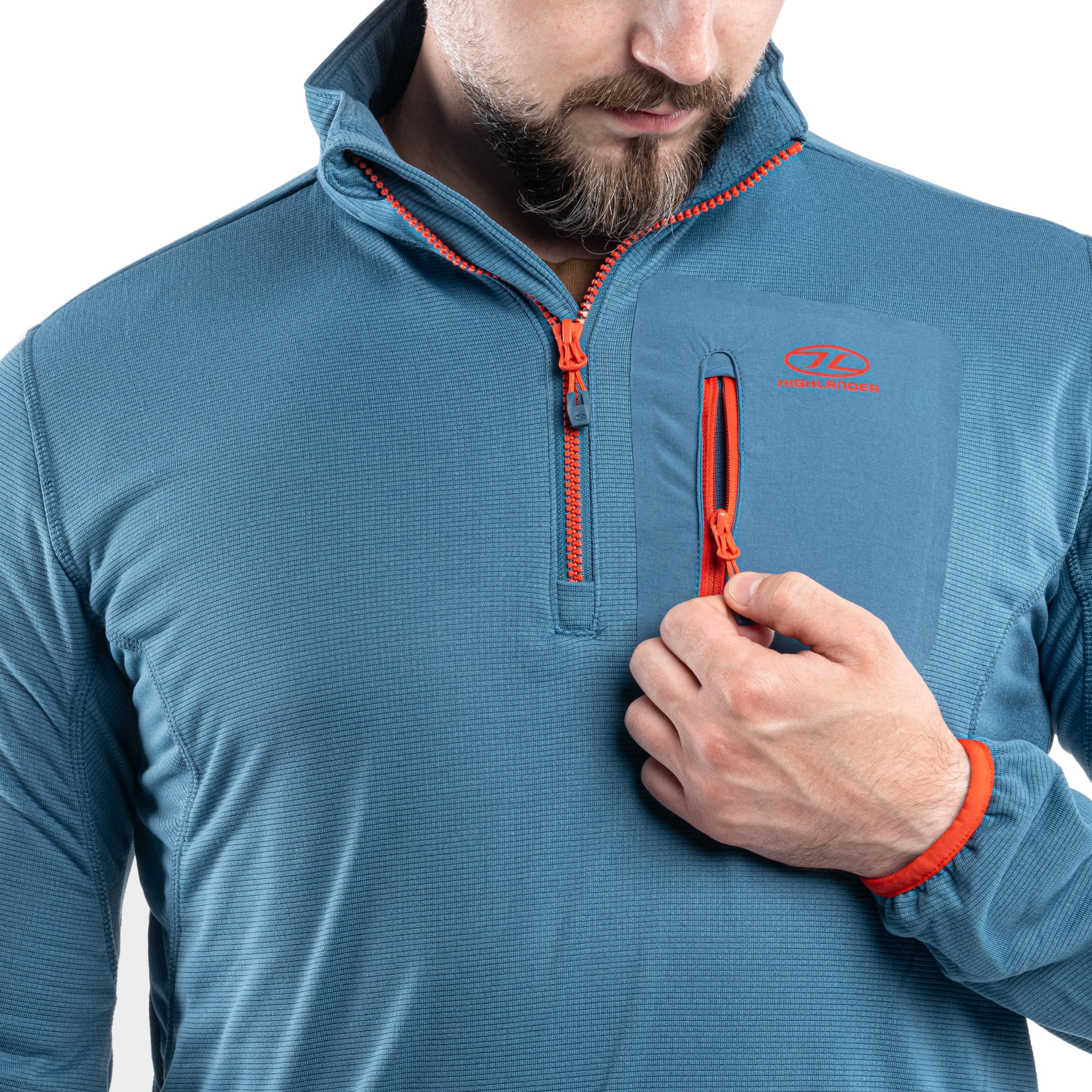 Polar Highlander Outdoor Hirta Grid Fleece - Steel Blue