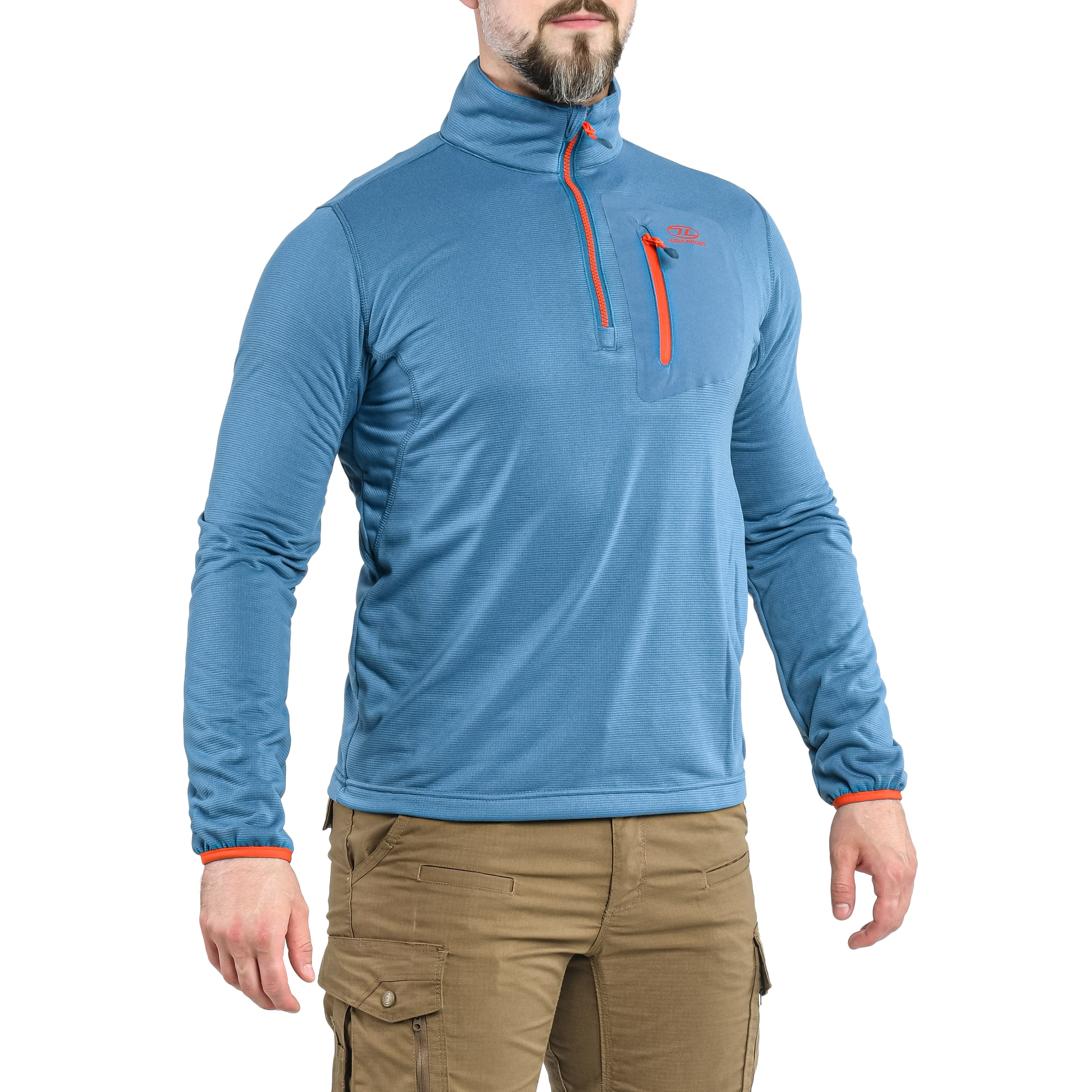 Polar Highlander Outdoor Hirta Grid Fleece - Steel Blue
