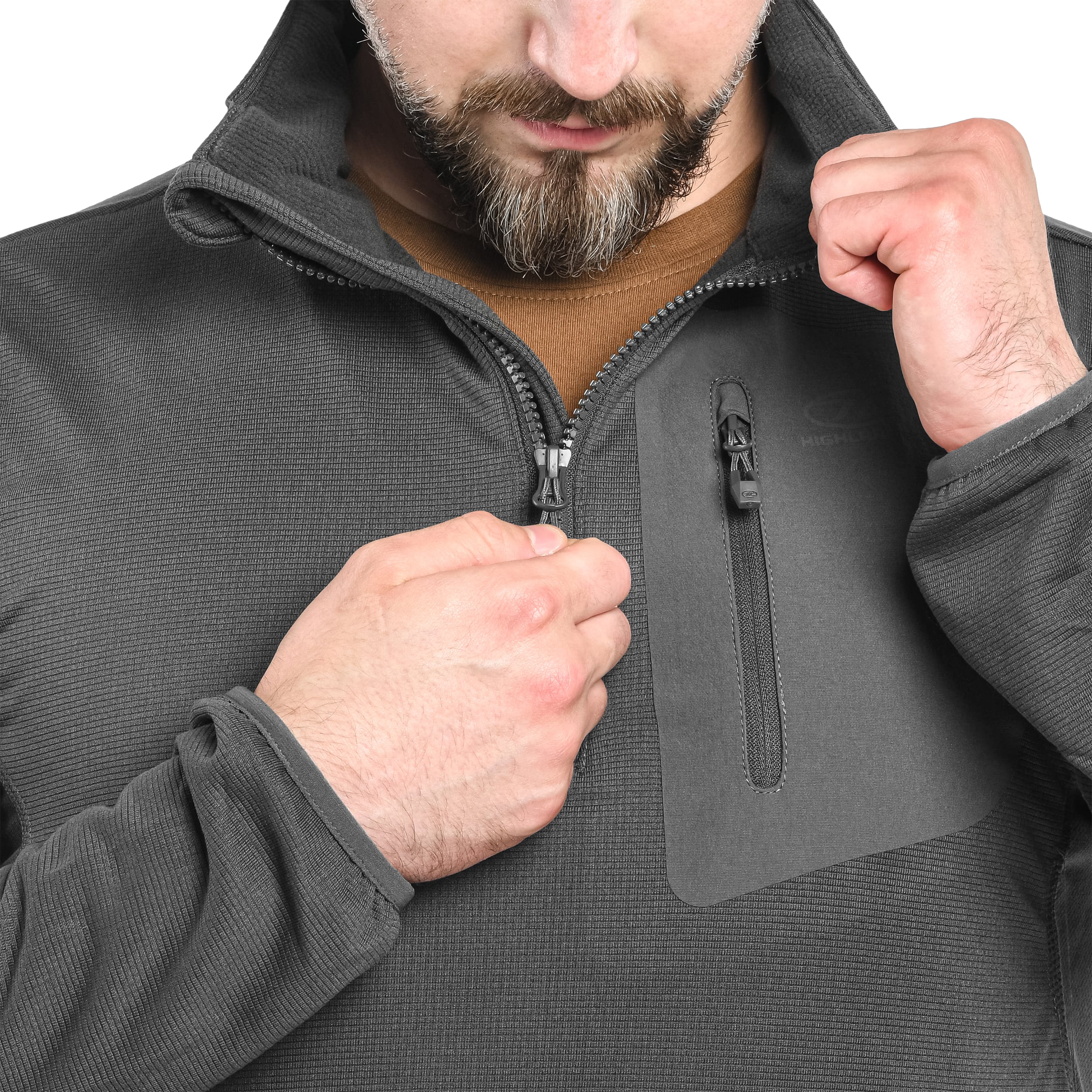 Polar Highlander Outdoor Hirta Grid Fleece - Dark Grey
