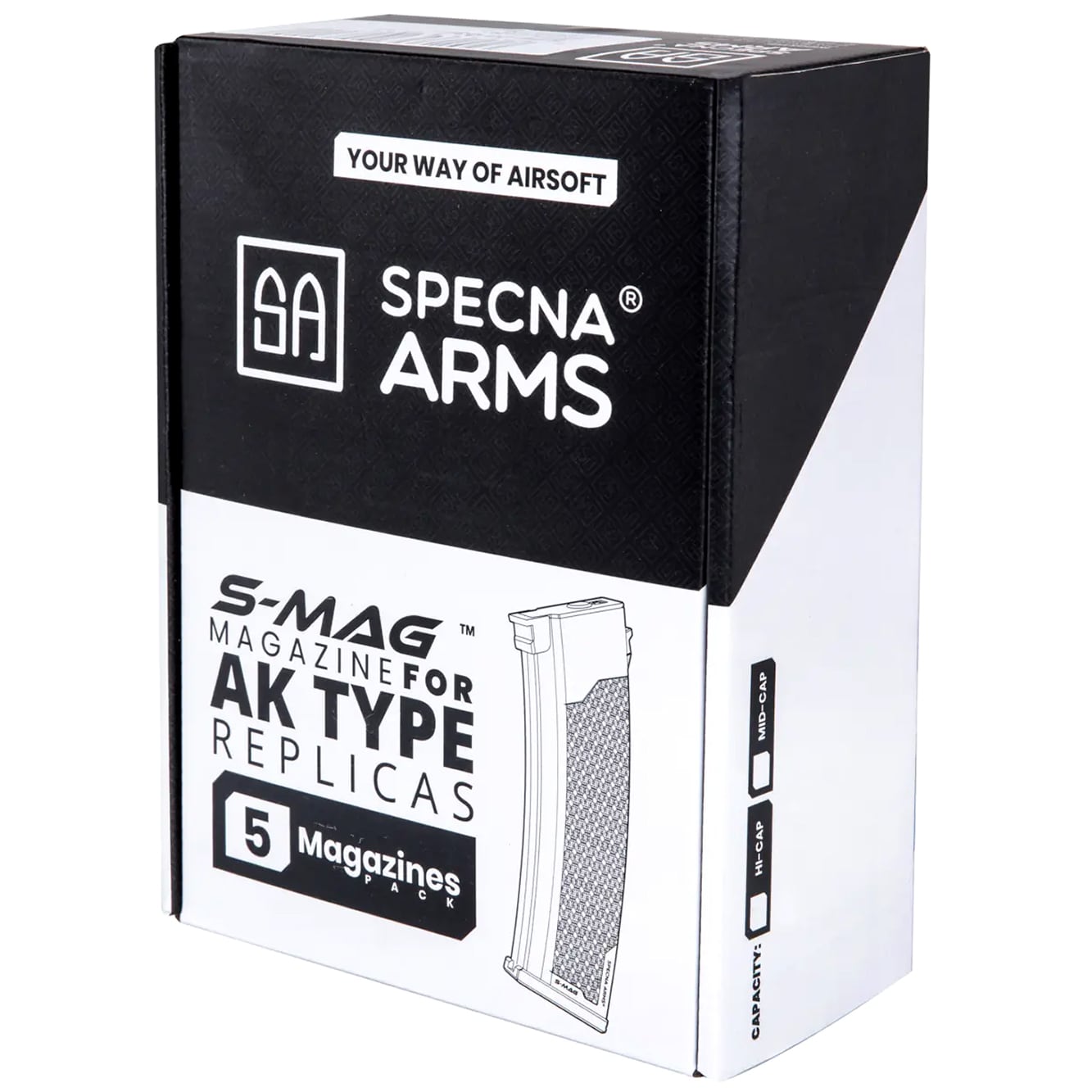 Набір 5 магазинів S-Mag Mid-cap Specna Arms на 175 куль для серії J - Tan