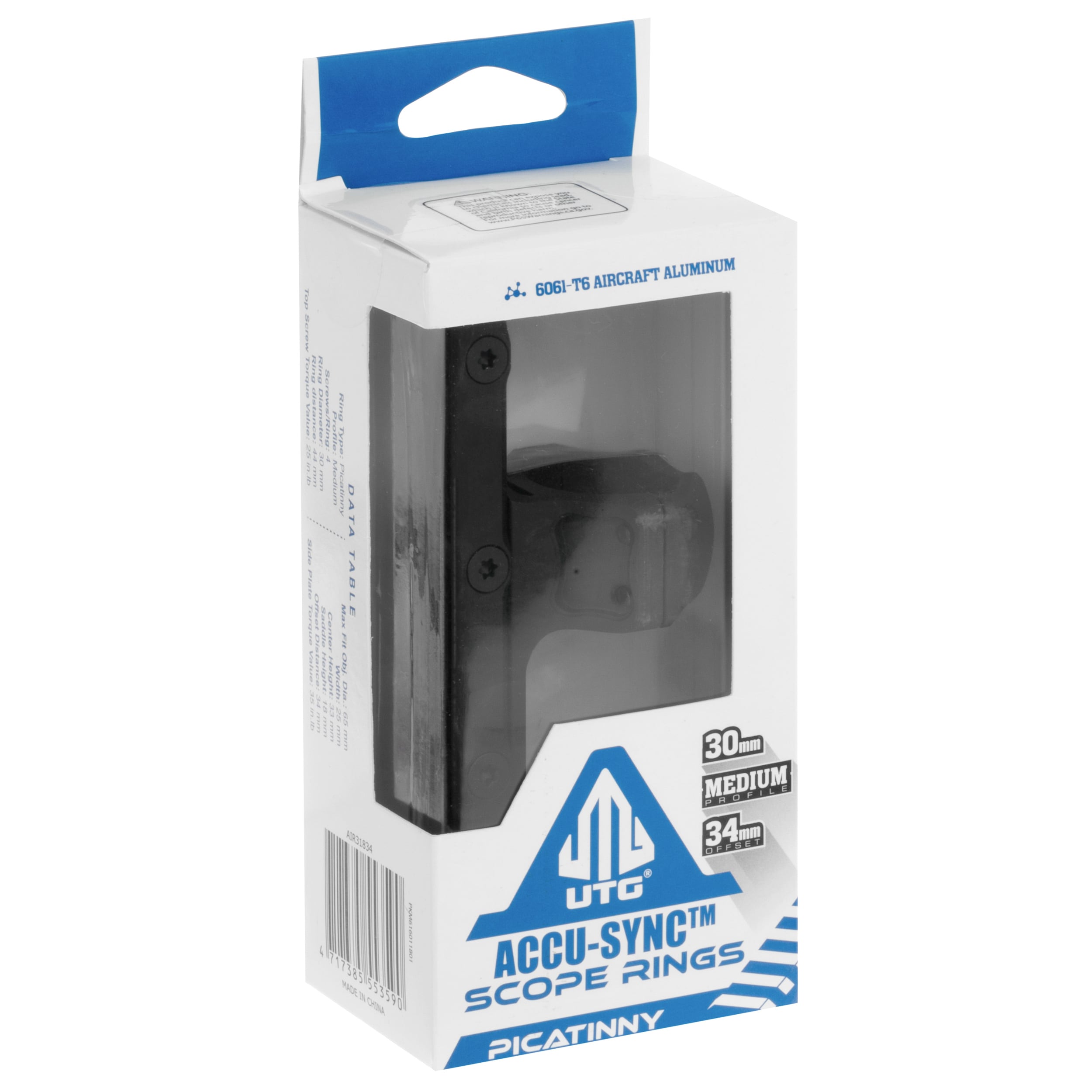 Montaż UTG jednoczęściowy Accu-Sync Medium Profile 30 mm Picatinny Offset 34 mm - Black