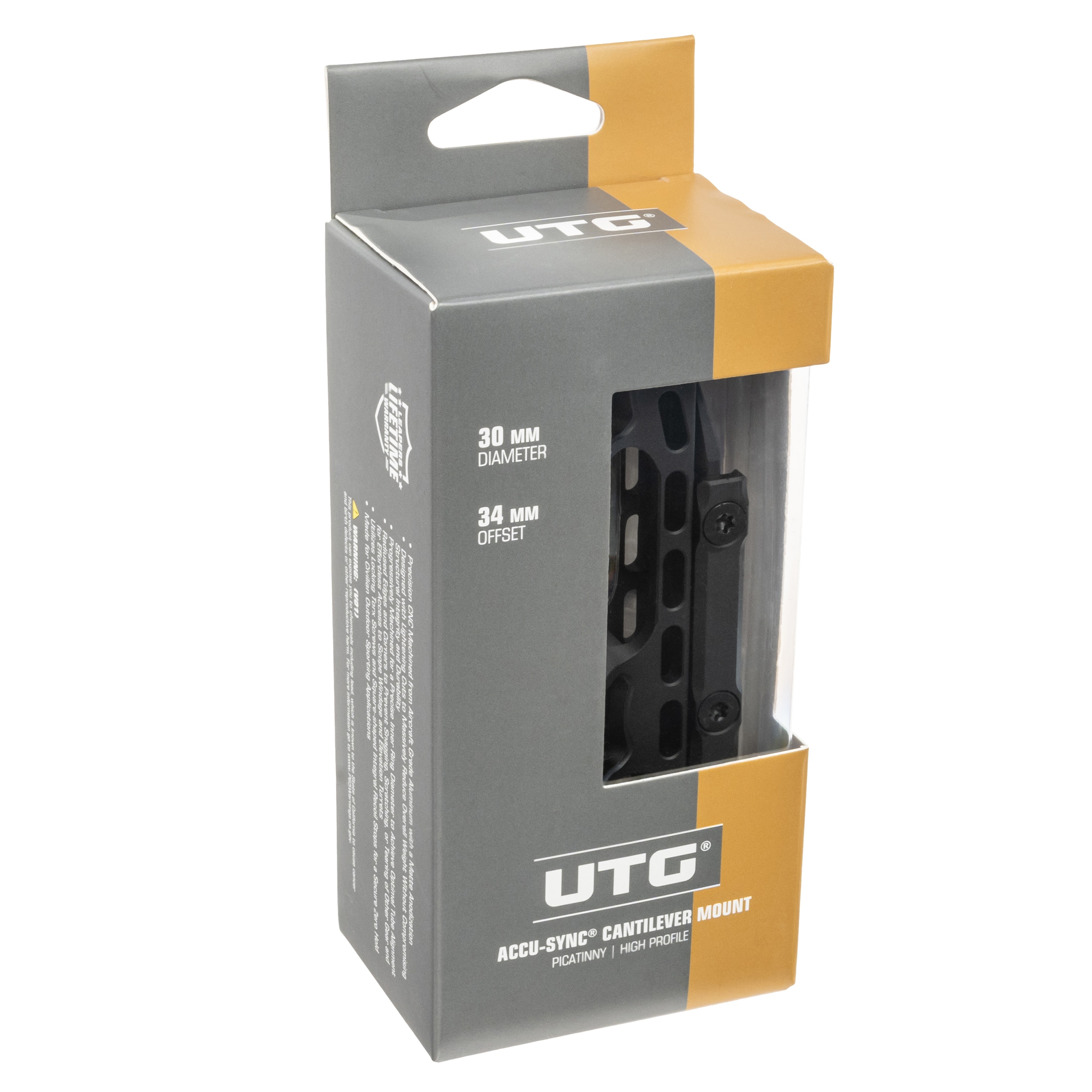 Кріплення для прицілу UTG однокомпонентне Accu-Sync High Profile 30 мм Offset 34 мм - Black