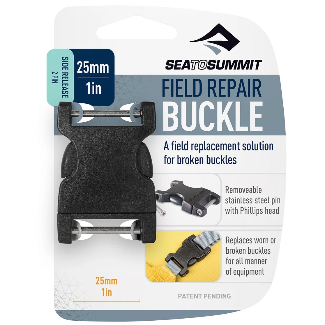 Пряжка Sea To Summit Field Repair Buckle Side Release 2 pin 25 мм - Black