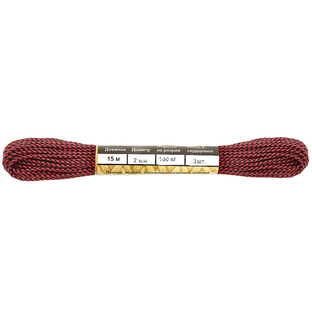 Парашутна мотузка Minicord M-Tac 15 м - Black/Red