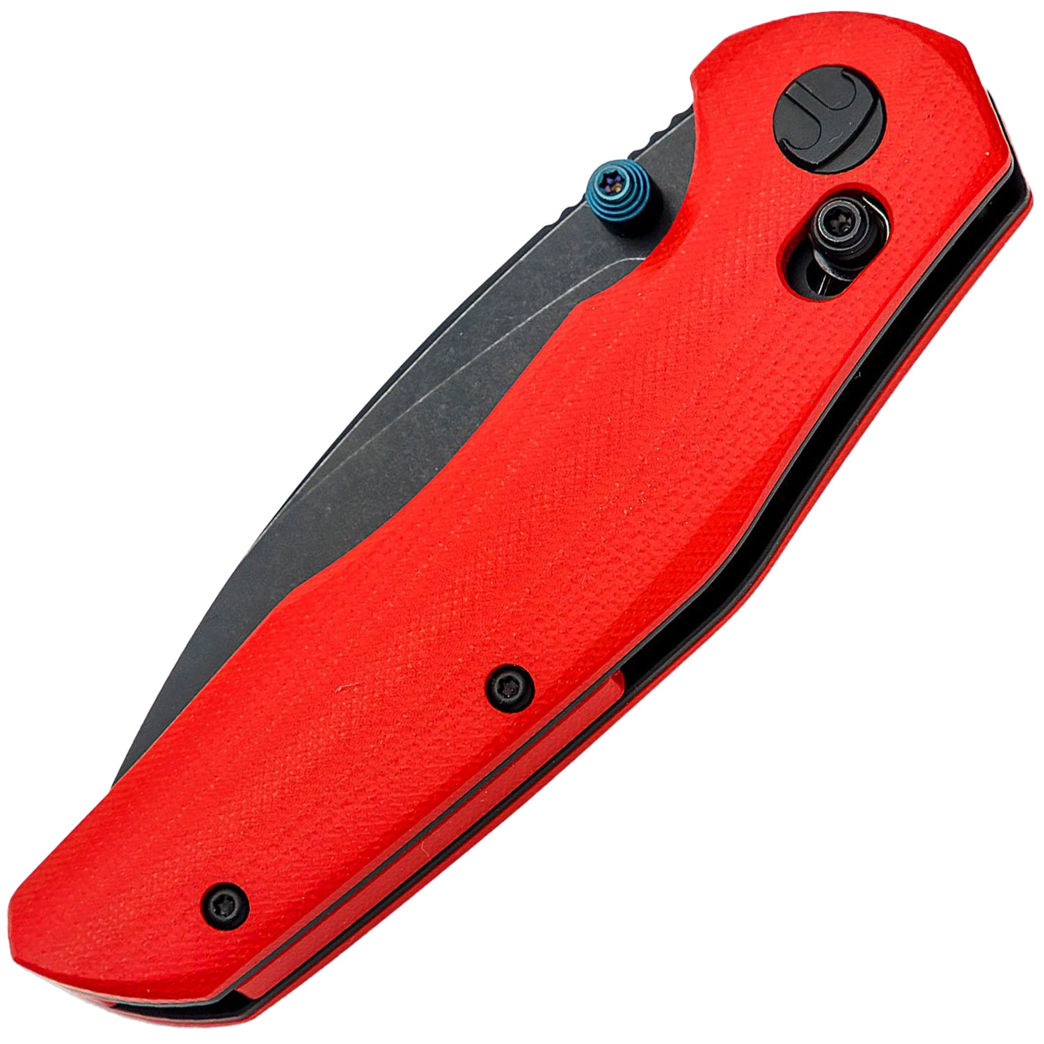 Bestechman Ronan Black Titanized Stonewash Folding Knife - Red
