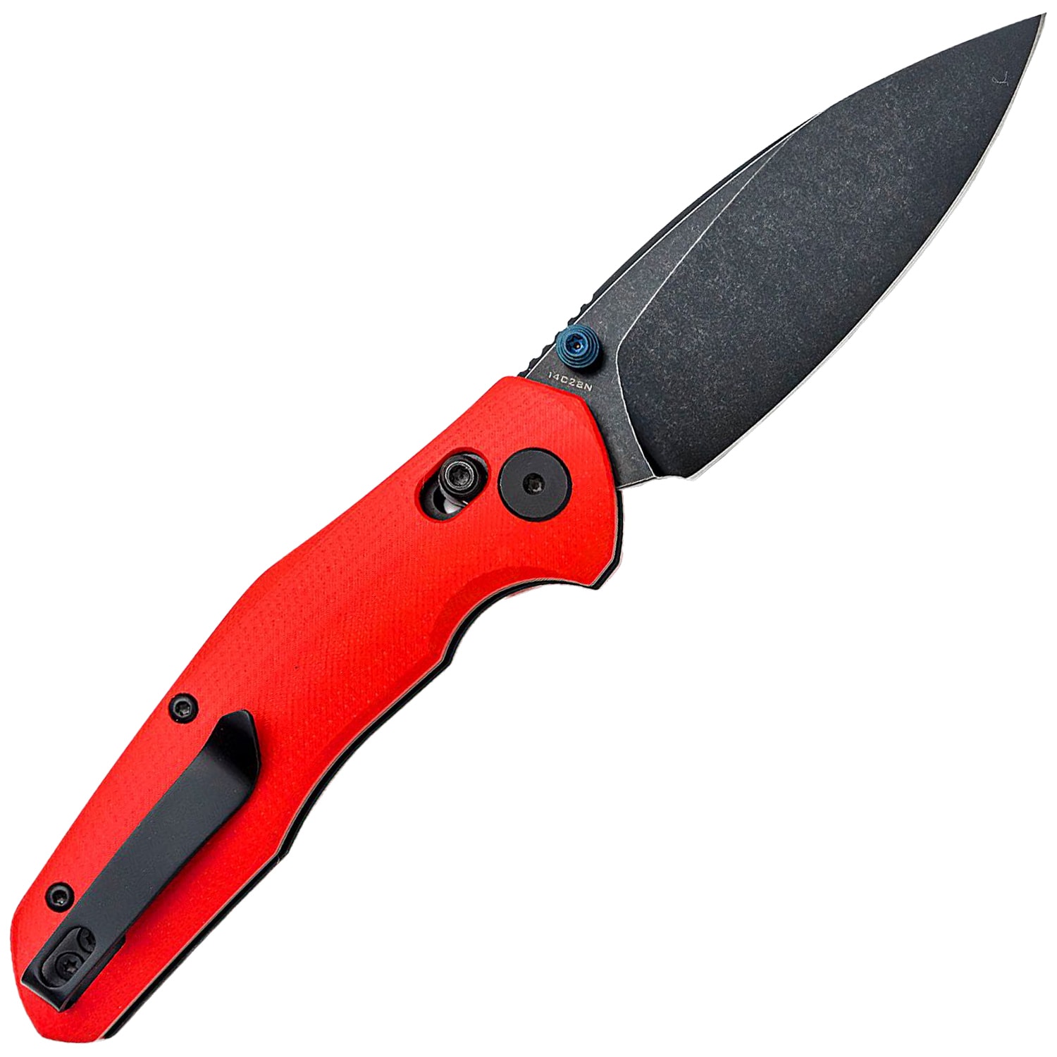 Bestechman Ronan Black Titanized Stonewash Folding Knife - Red