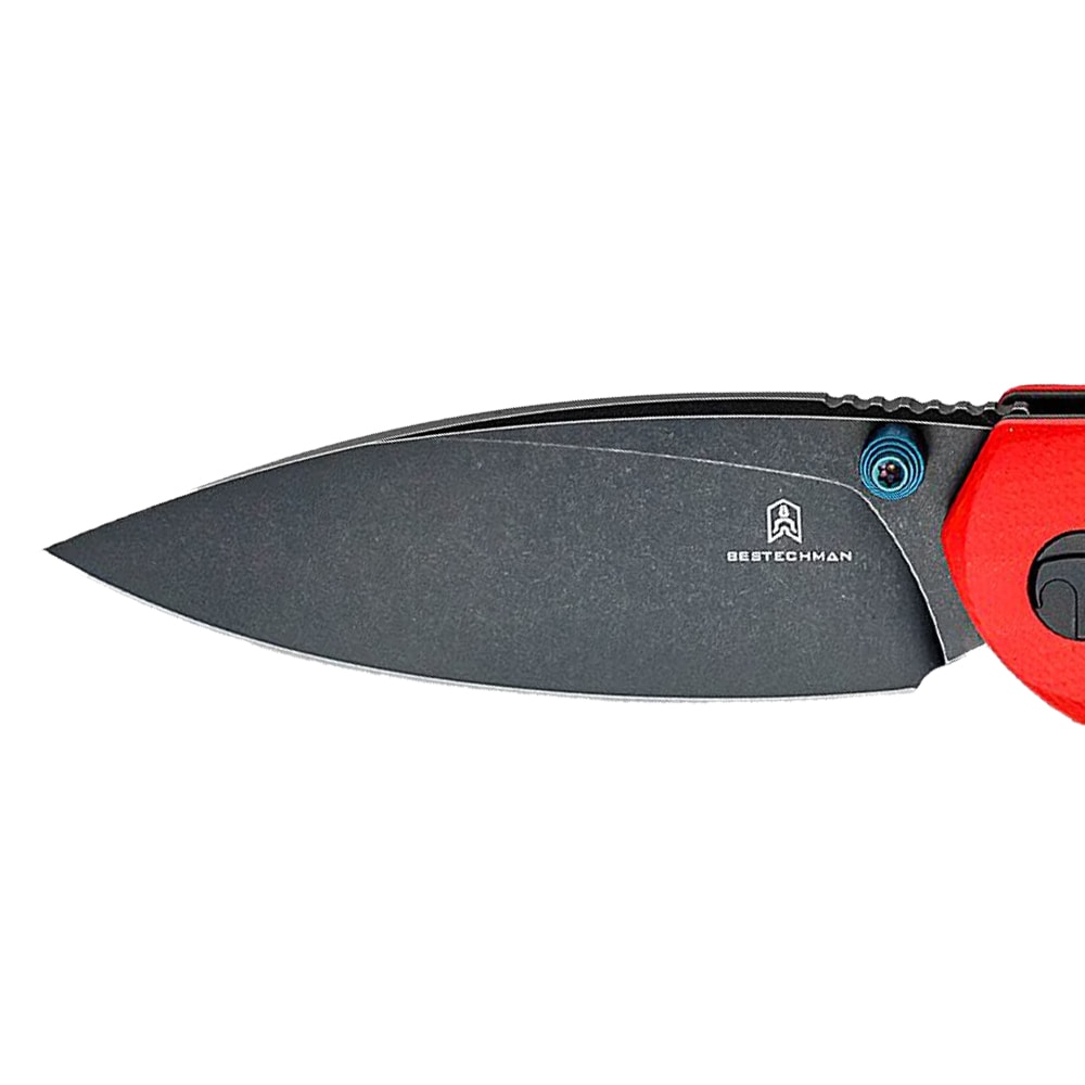 Bestechman Ronan Black Titanized Stonewash Folding Knife - Red