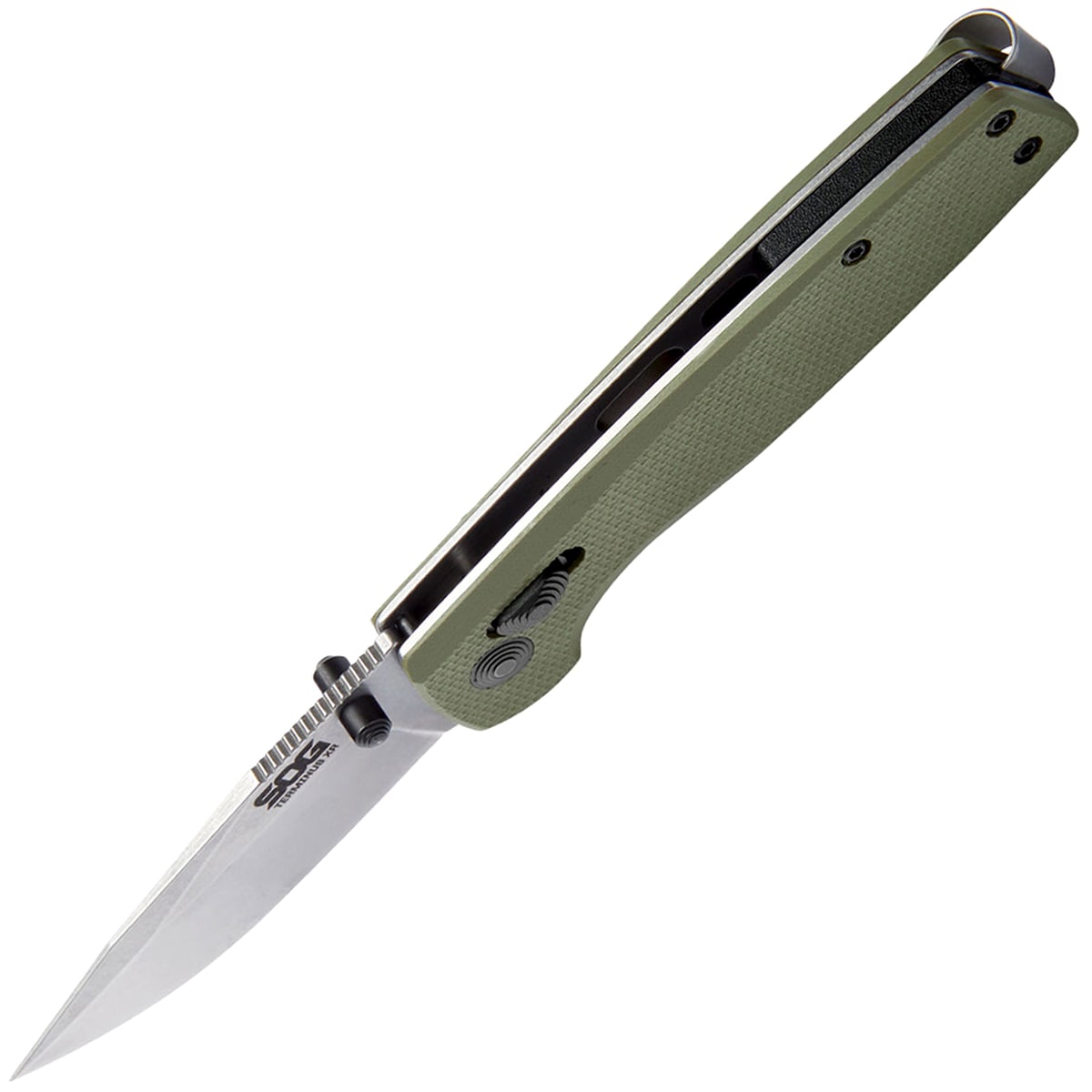 SOG Terminus XR G10 Stonewash Folding Knife - Olive Drab