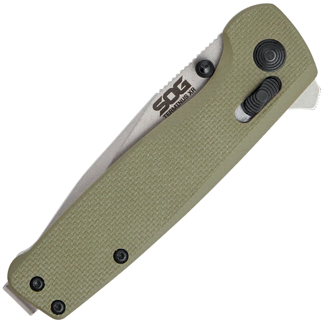 SOG Terminus XR G10 Stonewash Folding Knife - Olive Drab