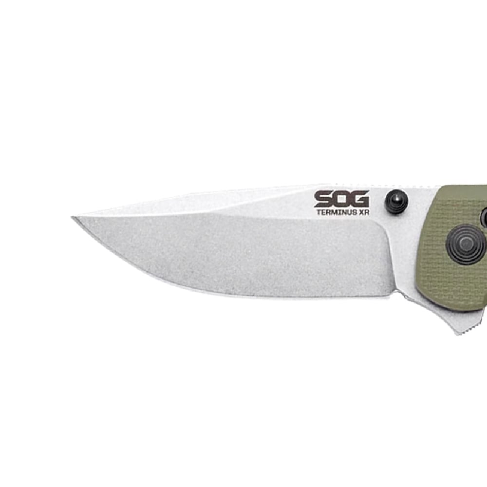 SOG Terminus XR G10 Stonewash Folding Knife - Olive Drab
