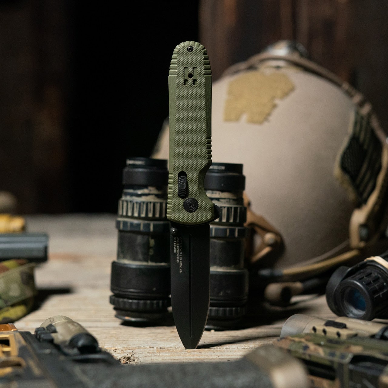 SOG Pentagon XR Folding Knife - OD Green