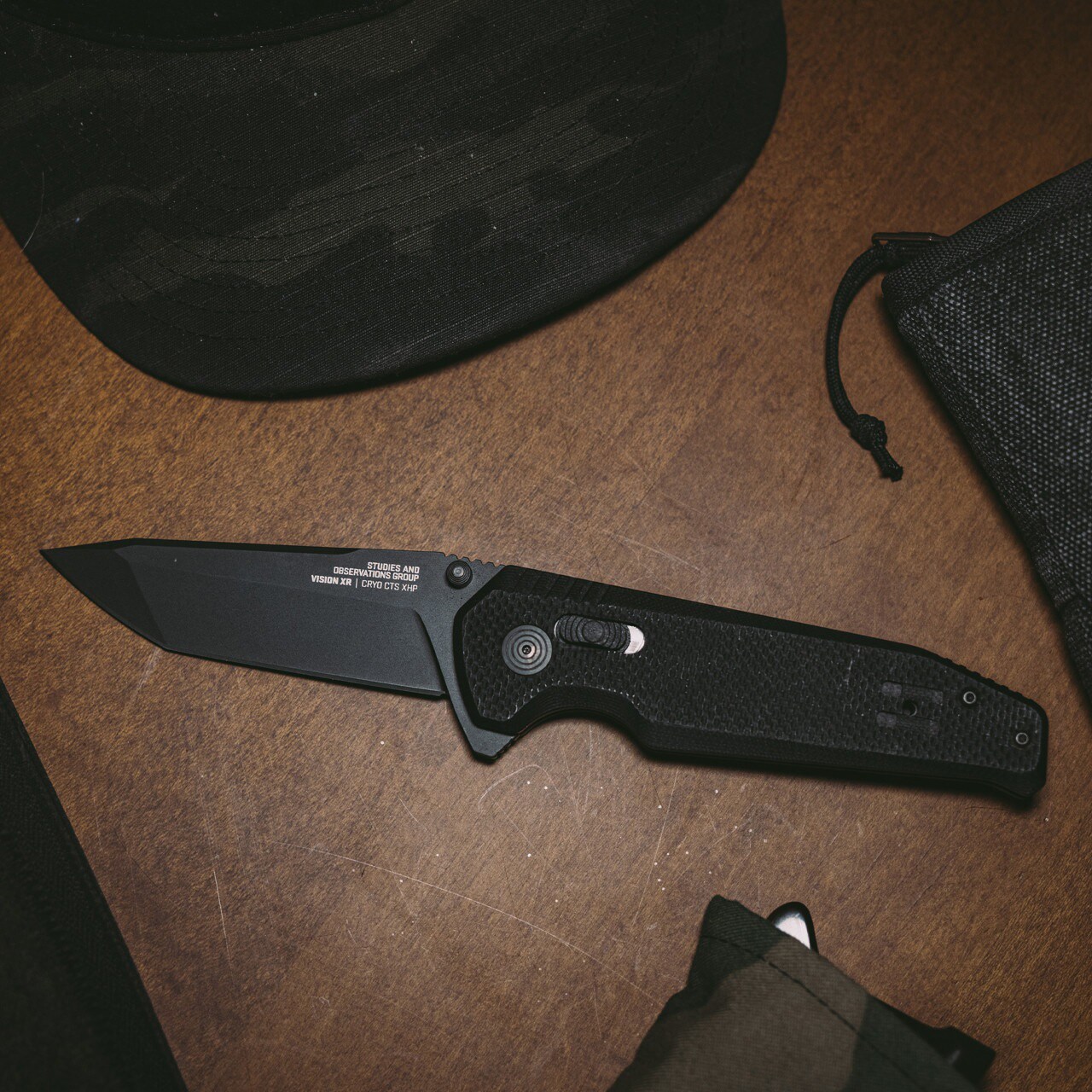 SOG Vision XR Straight Edge Folding Knife - Black