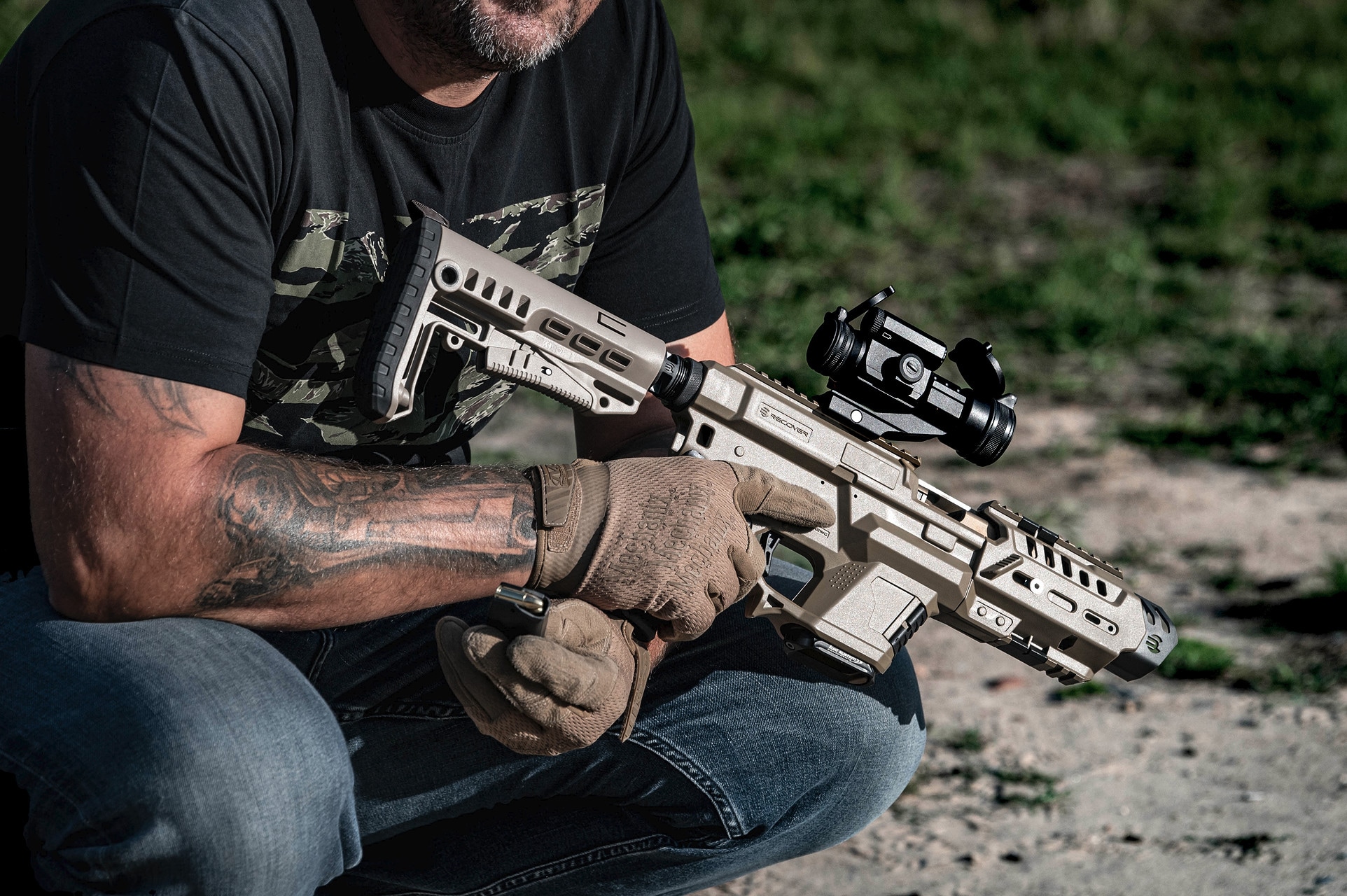 Konwersja ReCover Tactical P-IX AR Stock + Buffer Tube do pistoletów Glock - Tan