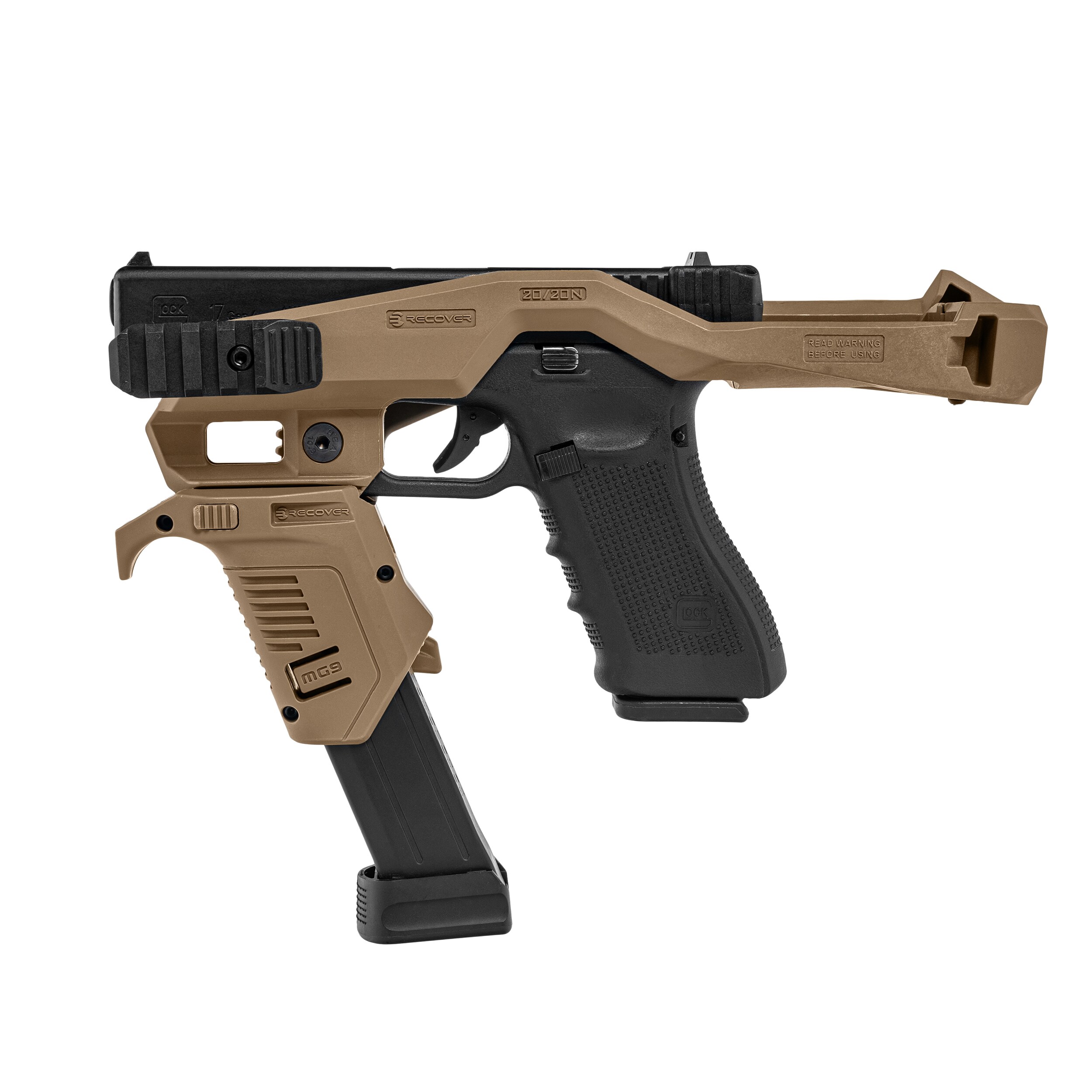 Конверсійний набір Recover Tactical 20/20N Stabilizer Stock Pro Kit + MG9 Grip для пістолетів Glock - Tan