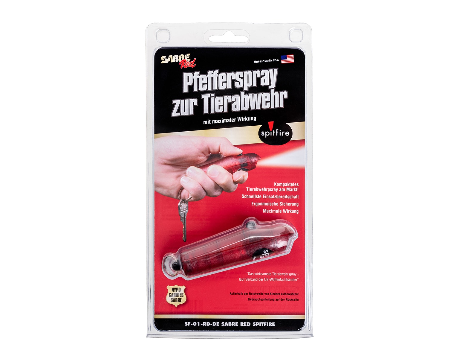 Gaz pieprzowy Sabre brelok 4,5 g Red - strumień