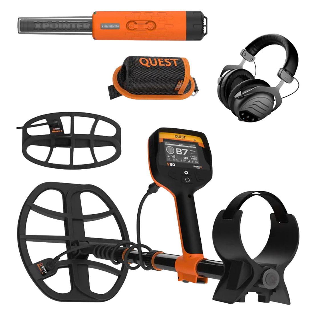 Wykrywacz metali Quest V80 + cewki Blizzard 9/11 + Xpointer Max - zestaw