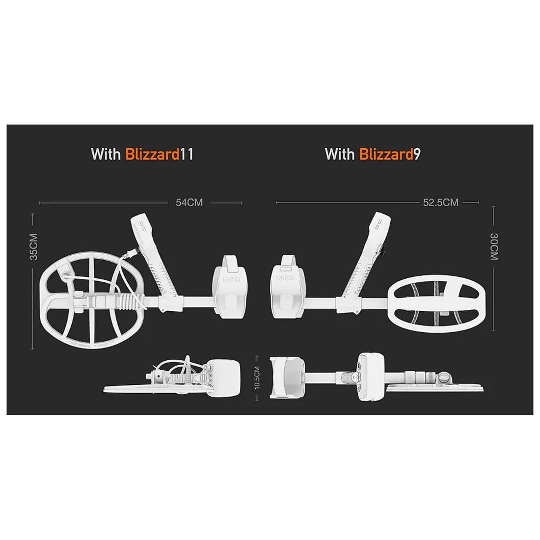 Wykrywacz metali Quest V80 + cewki Blizzard 9/11 + Xpointer Max - zestaw