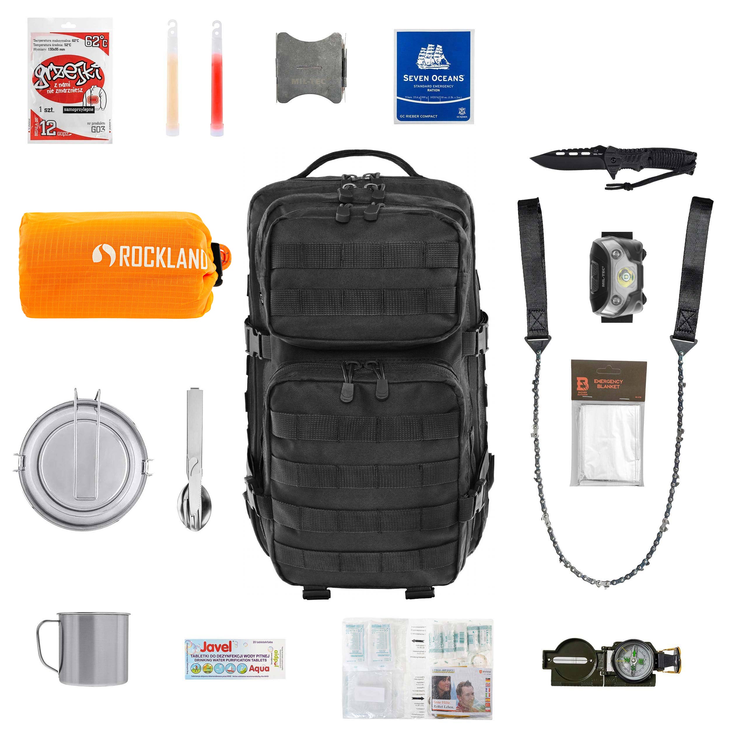 Plecak ewakuacyjny Brandit US Cooper 40 l Black Medium - z wyposażeniem