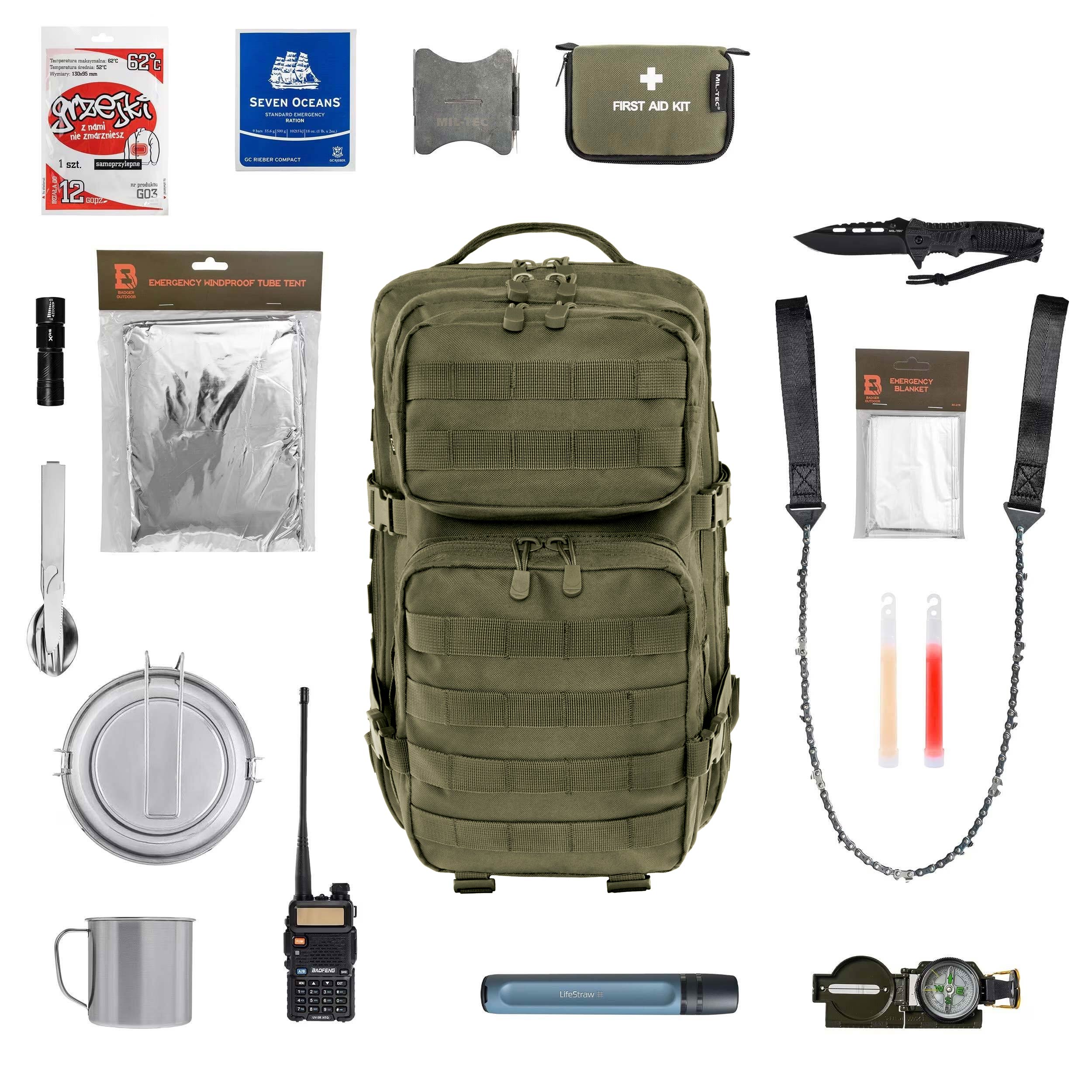 Plecak ewakuacyjny Brandit US Cooper 40 l Olive Large - z wyposażeniem
