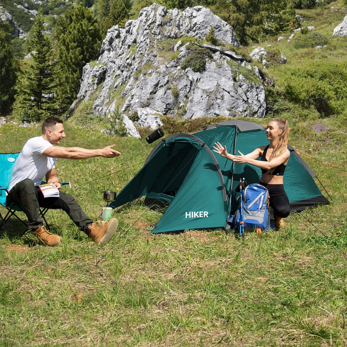 Namiot 2-osobowy Nils Camp Hiker NC6010 - Zielony