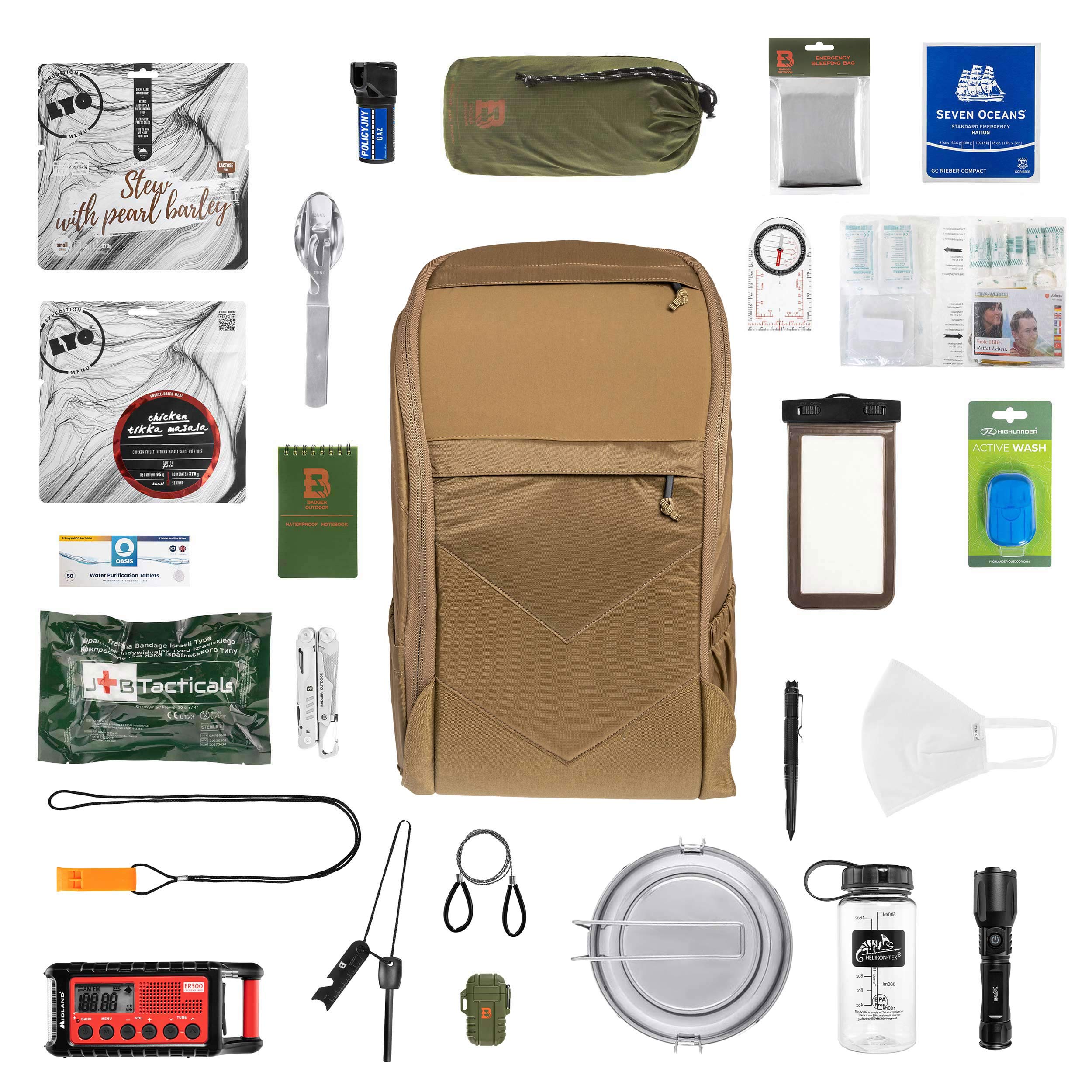 Евакуаційний рюкзак Helikon Bail Out Bag 25 л Coyote - зі спорядженням