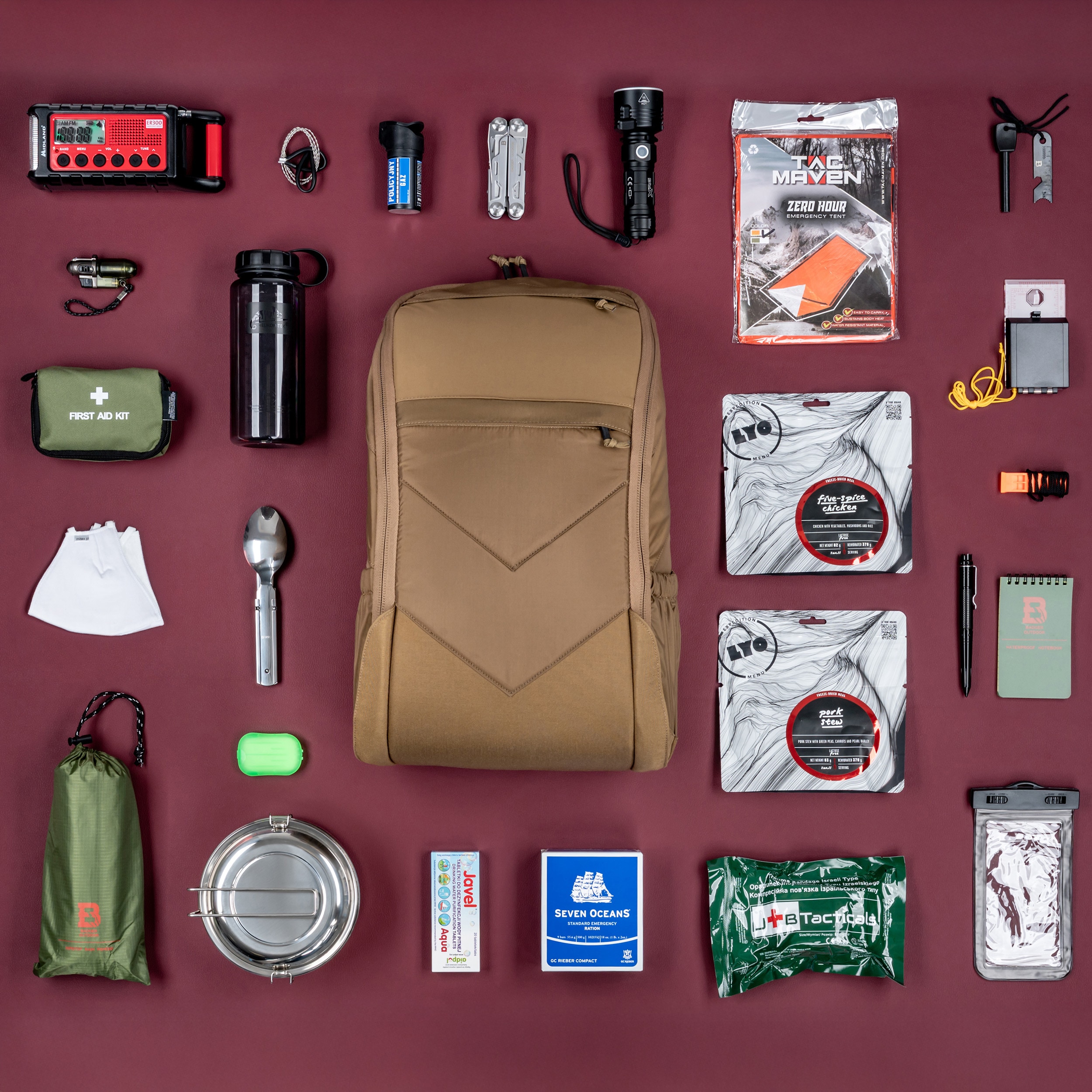 Евакуаційний рюкзак Helikon Bail Out Bag 25 л Coyote - зі спорядженням