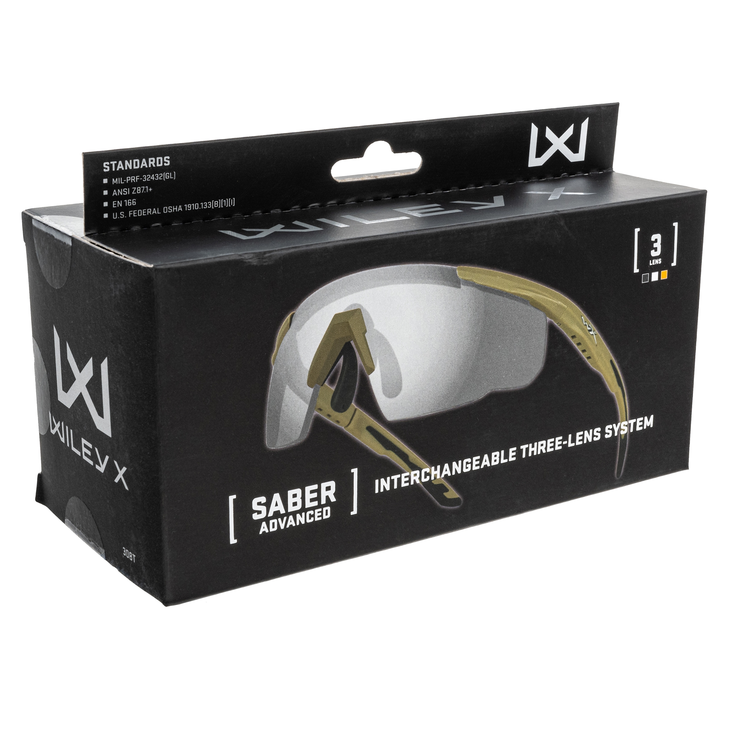 Okulary taktyczne Wiley X Saber Advanced Set 3in1 - Grey/Clear/Light Rust/Matte Tan