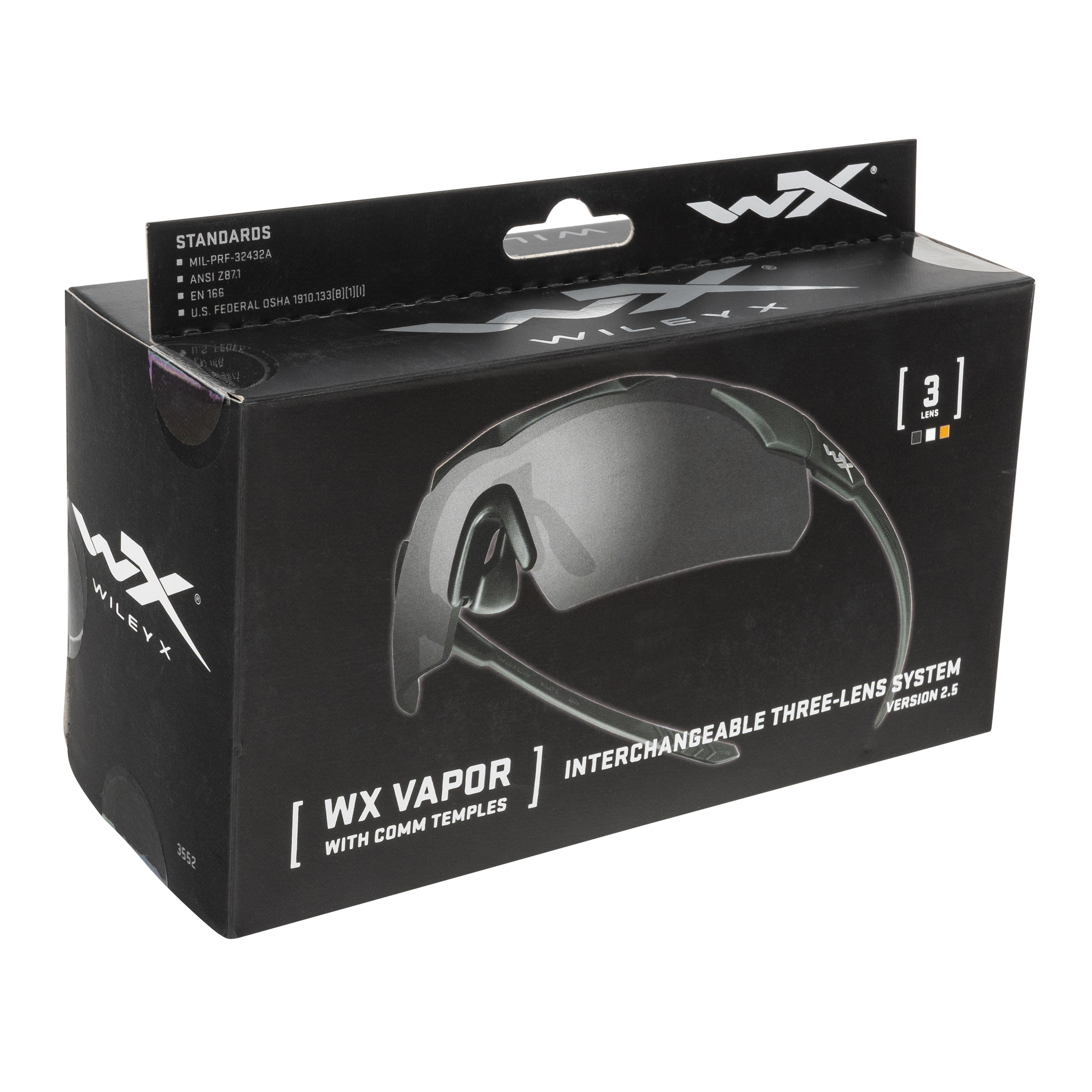 Тактичні окуляри Wiley X Vapor Comm 2.5 Set 3in1 - Matte Black