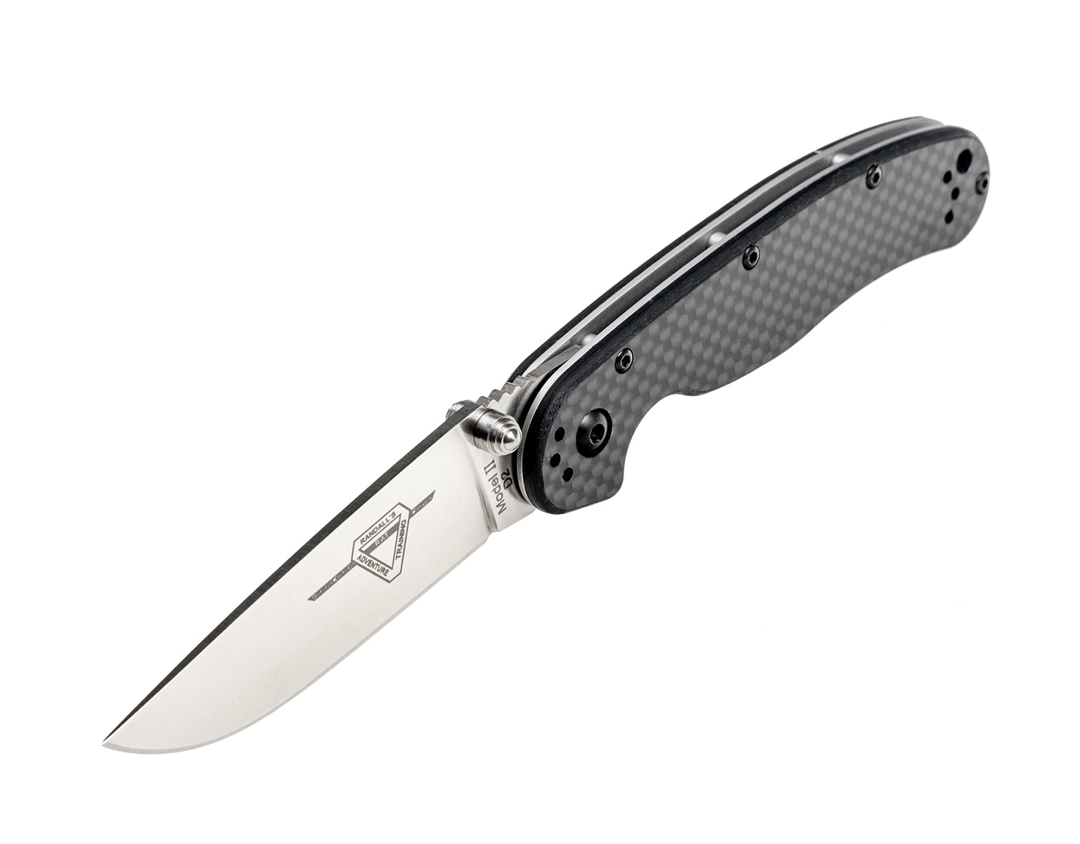 Nóż składany Ontario Rat 2 Folder D2 - Silver Plain/Carbon Fiber