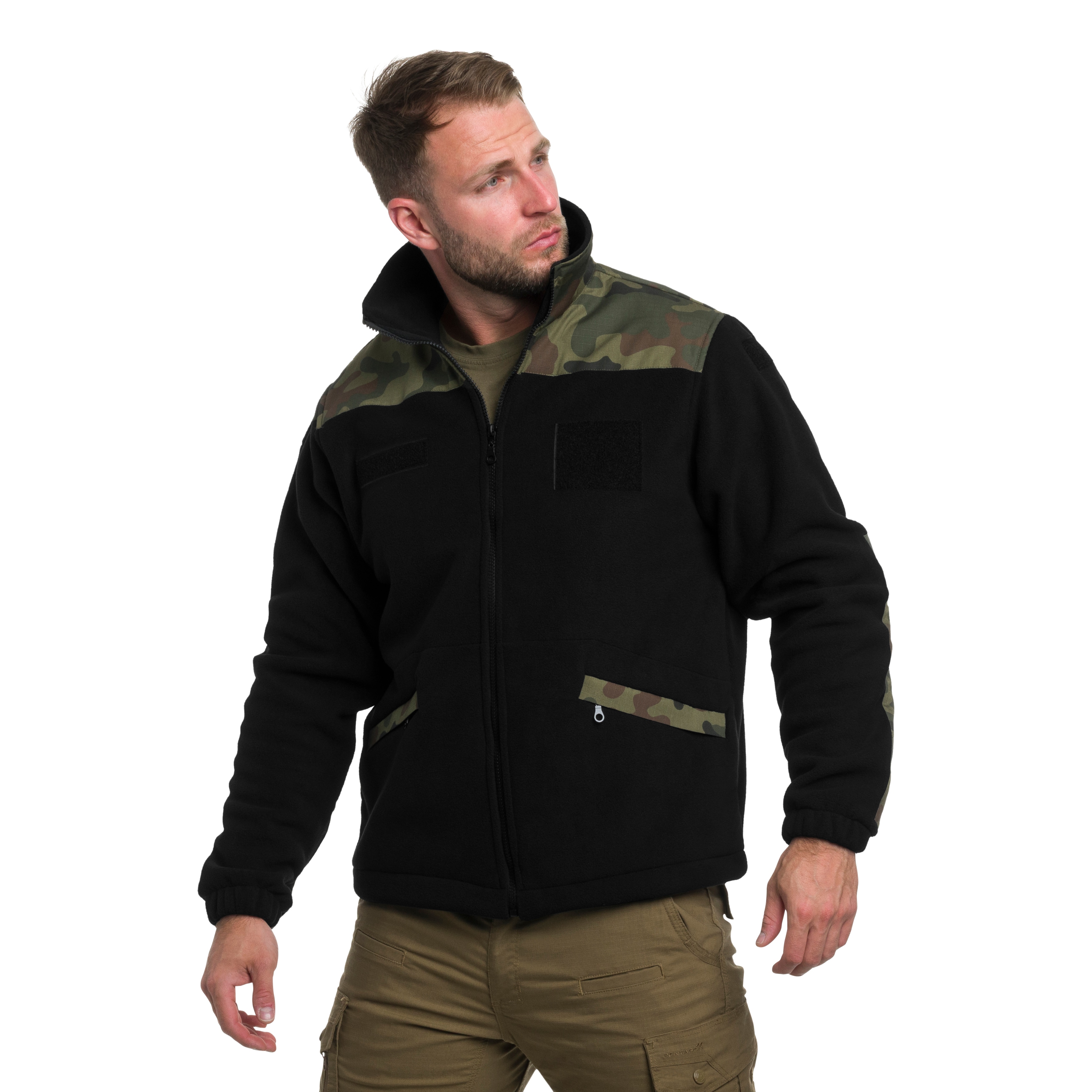 Флісова кофта Maxtex Standard - Чорний/wz.93 Pantera PL Woodland