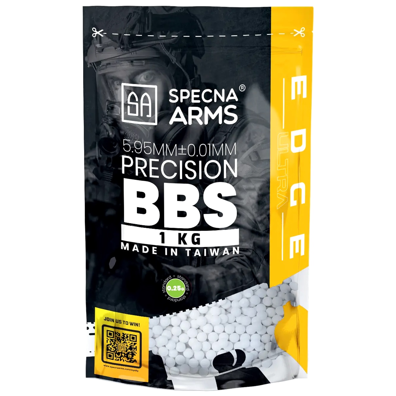 Kulki precyzyjne ASG Specna Arms Edge Ultra 0,25 g 1 kg - Białe
