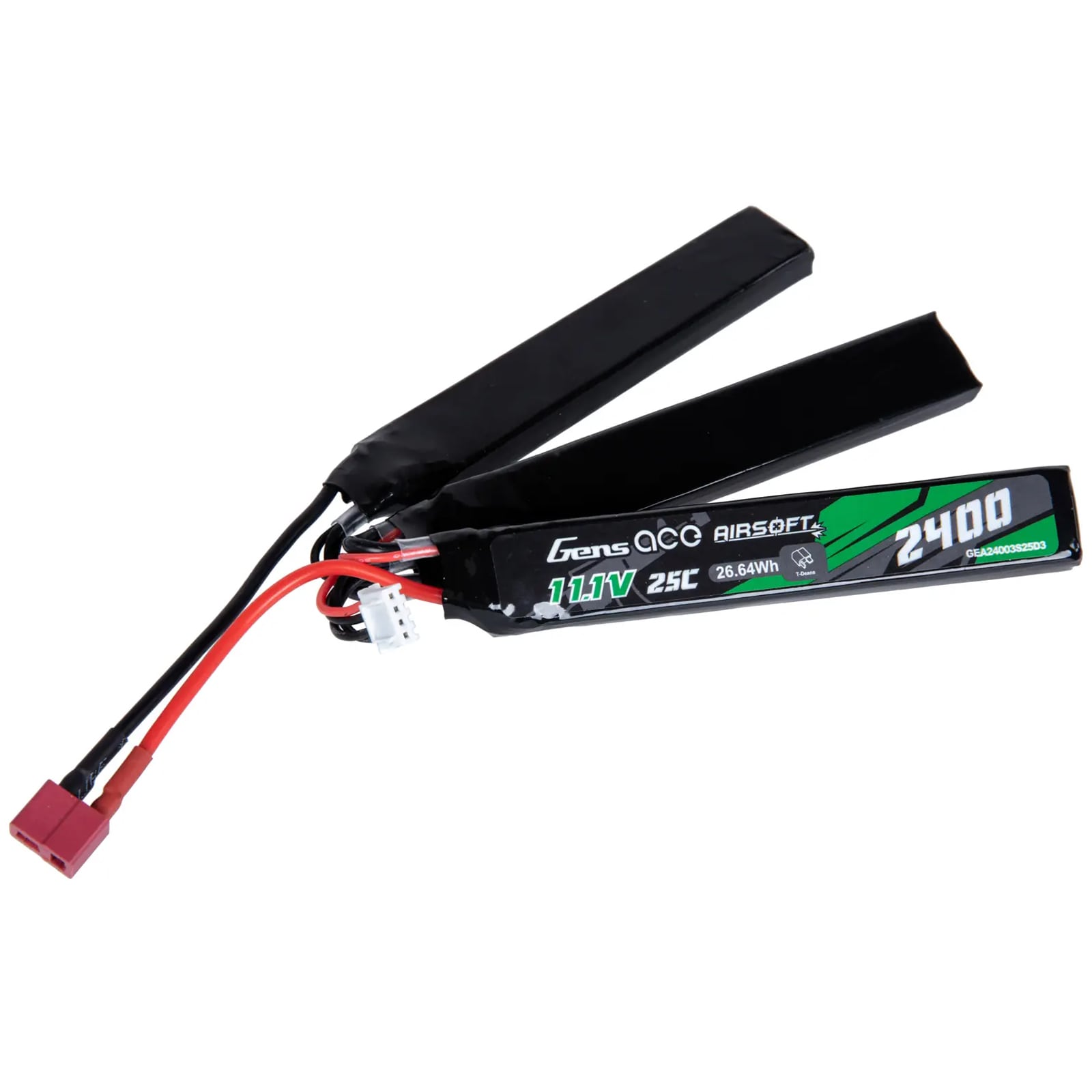 Akumulator ASG Gens Ace Li-Po 11,1 V 2400 mAh 25C 3S2P 3 modułowy - Deans/T-connect