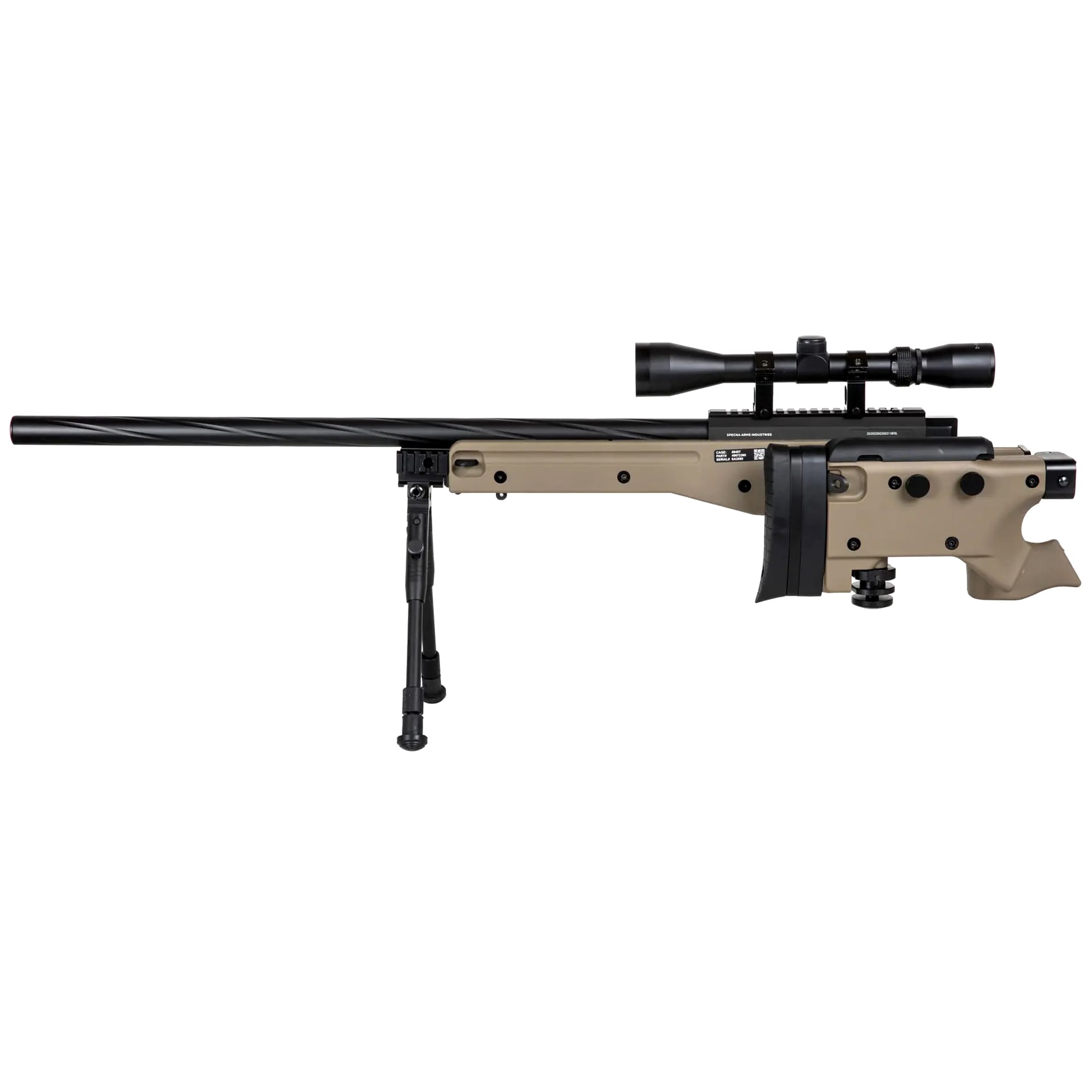 Снайперська гвинтівка ASG Specna Arms SA-S14 EDGE з оптичним прицілом і сошкою - Tan