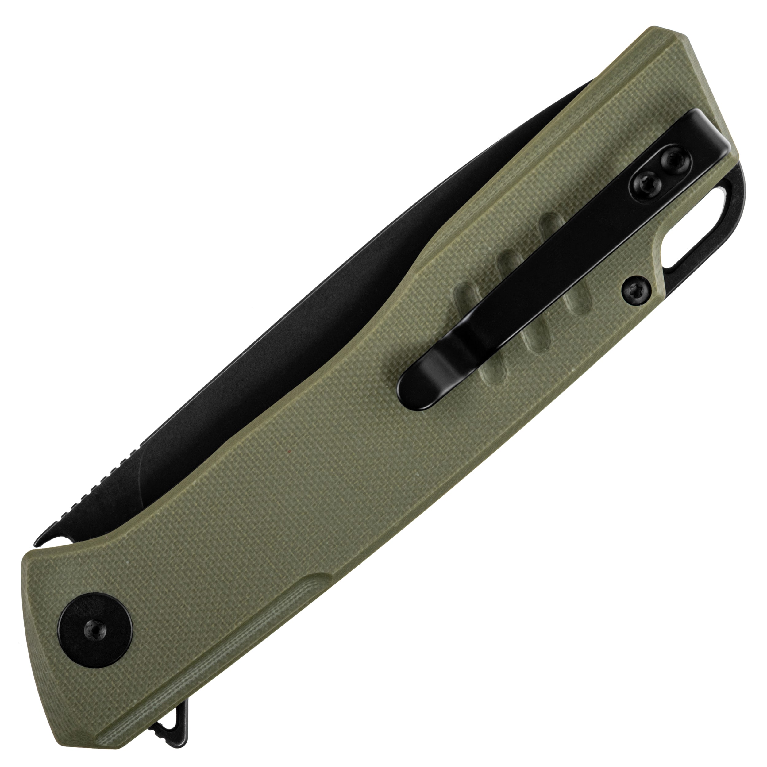 Nóż składany Petrified Fish Loco PF-B02 - Black Stonewash/Green