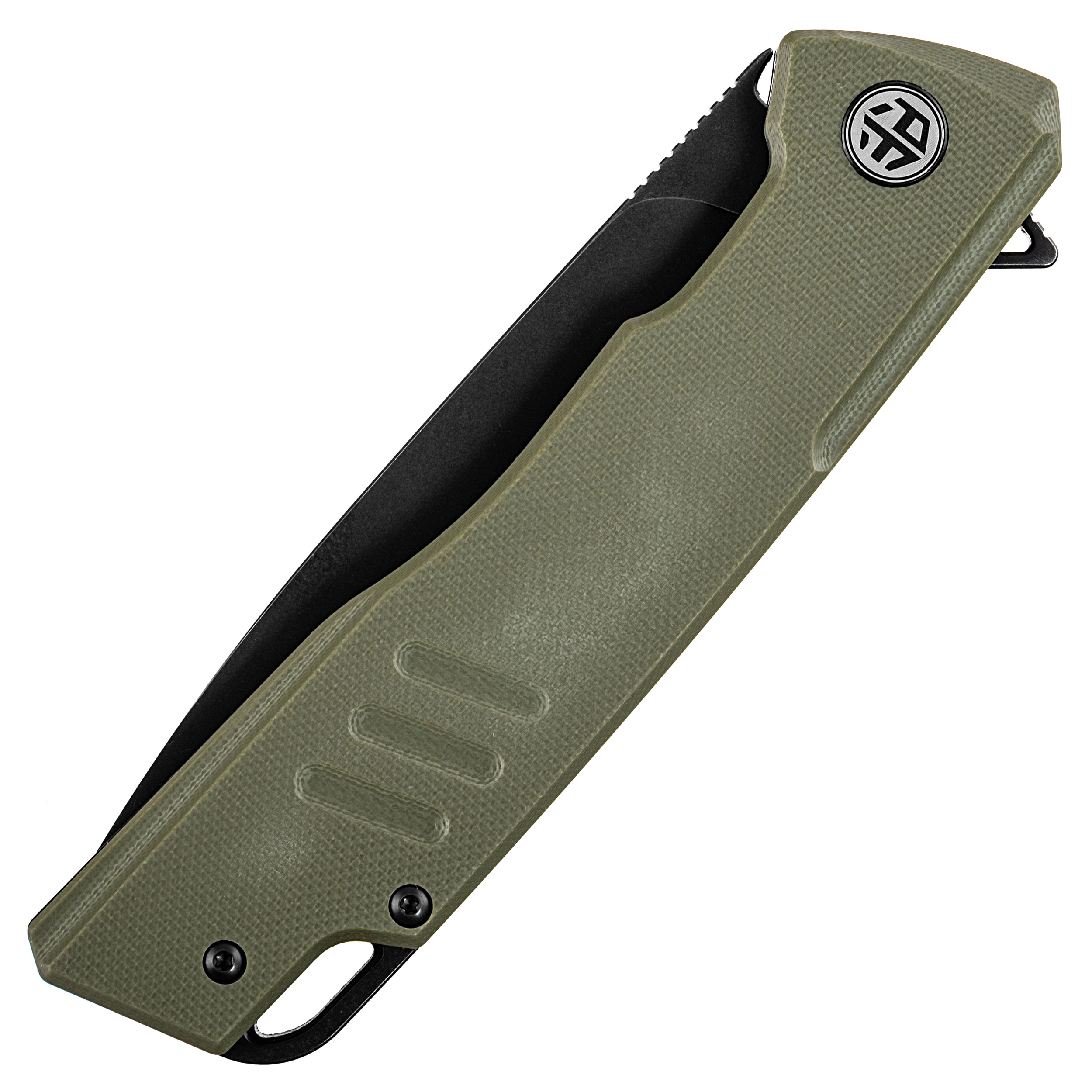 Nóż składany Petrified Fish Loco PF-B02 - Black Stonewash/Green