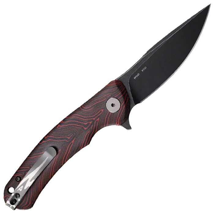 Nóż składany Petrified Fish Warrior PF-949R - Red Damascus/Black Stonewash